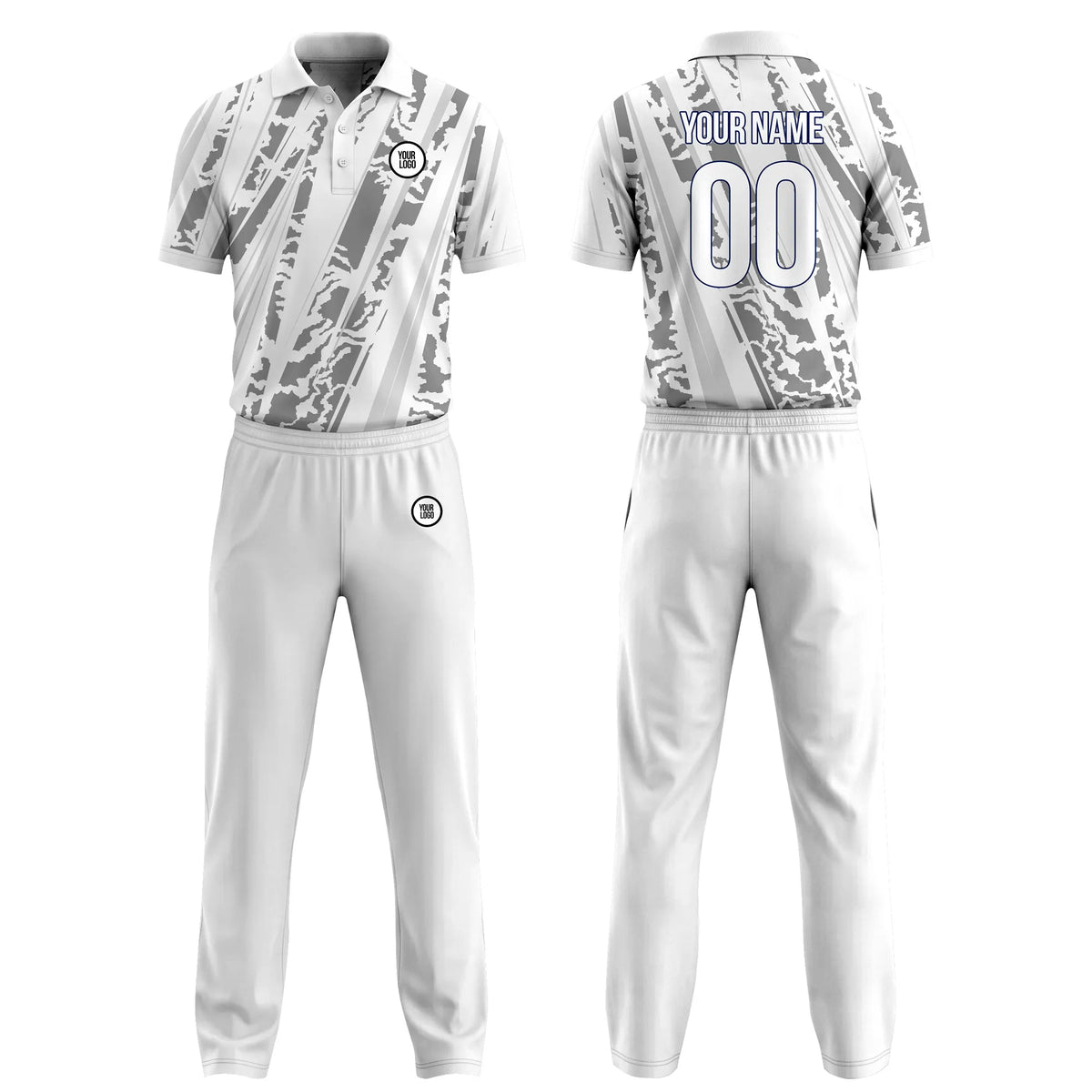 Custom Personalized D4 Geometric Pattern Cricket Kit with Name, Number & Team Logo