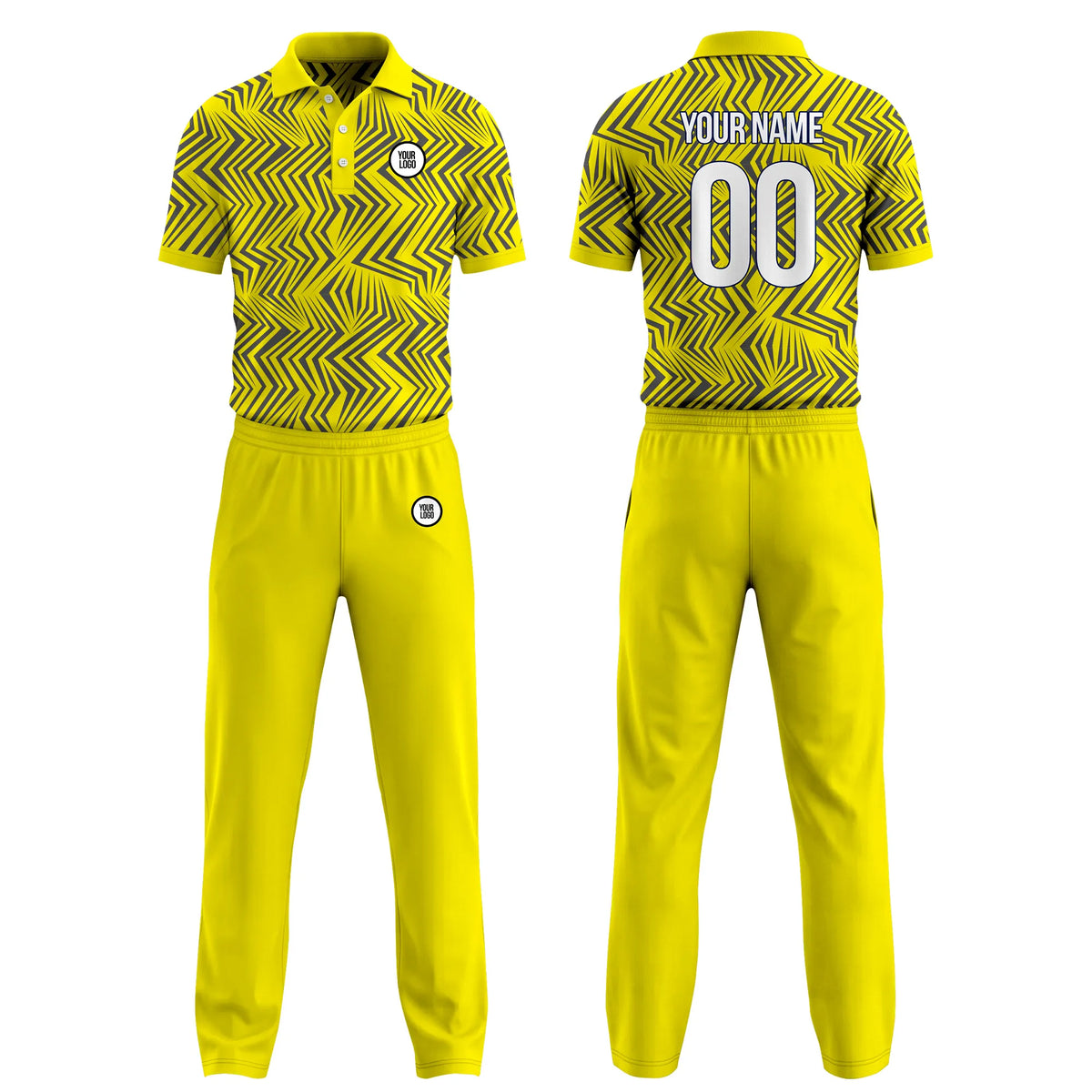 Custom Personalized D5 Geometric Pattern Cricket Kit with Name, Number & Team Logo