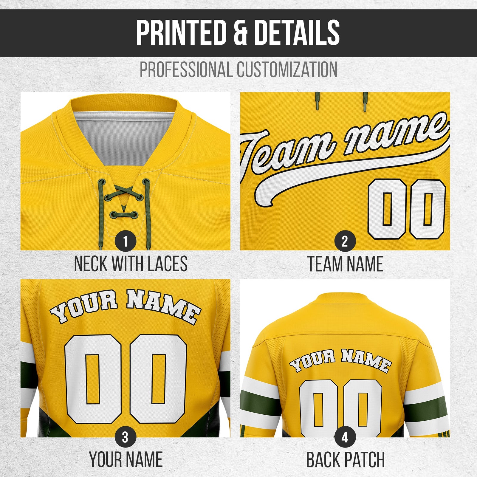 Hockey Jersey - Laces - yellow