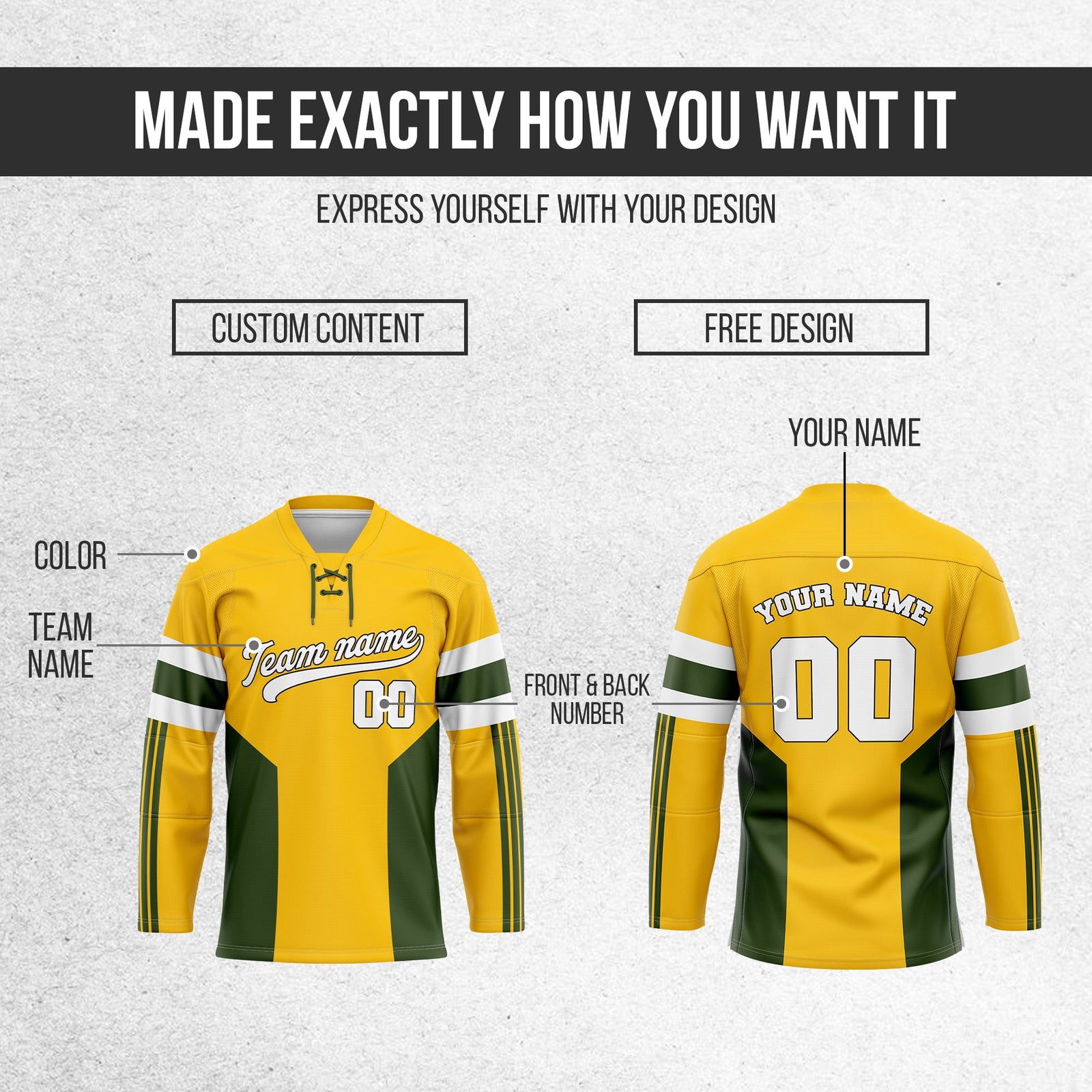 Hockey Jersey - Laces - yellow
