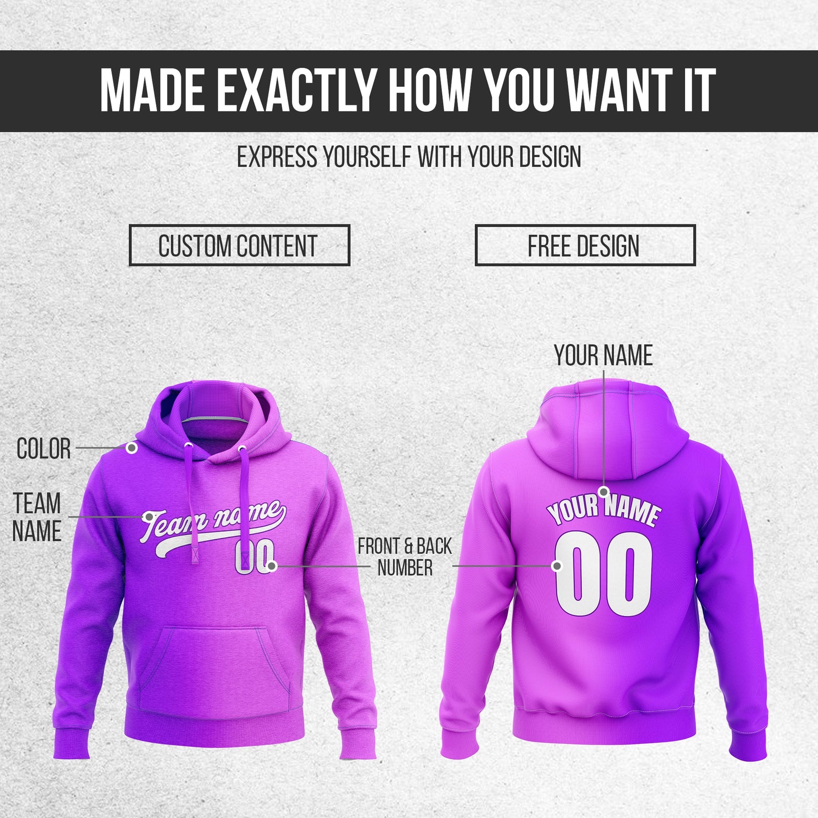 Hoodie - Gradient Fashion - Purple