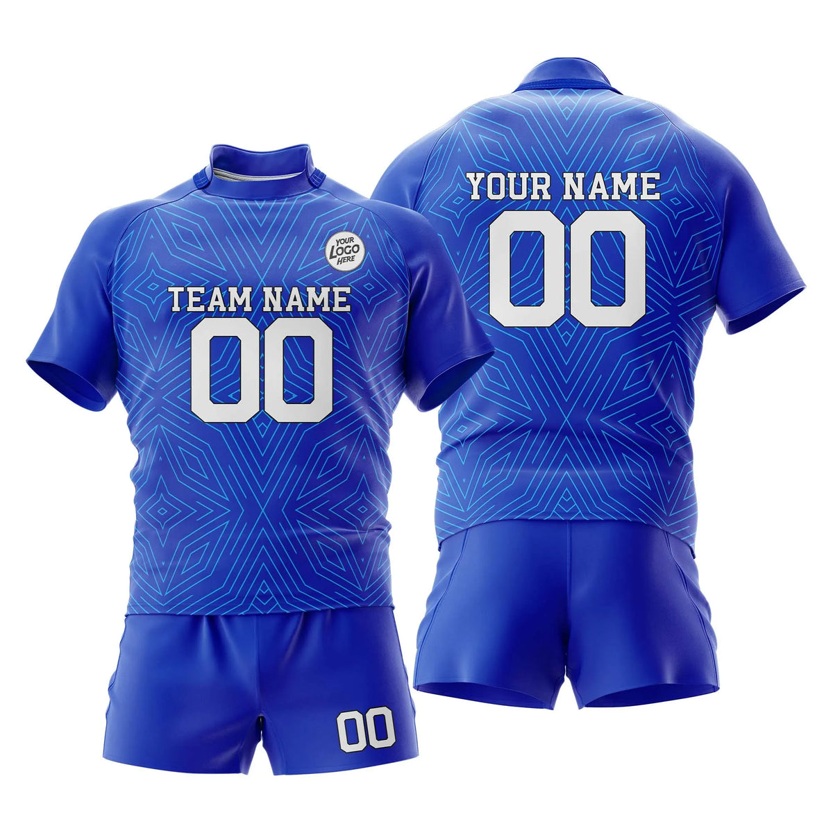 Custom Personalized D1 Abstract Pattern Rugby Jersey with Name, Number & Team Logo