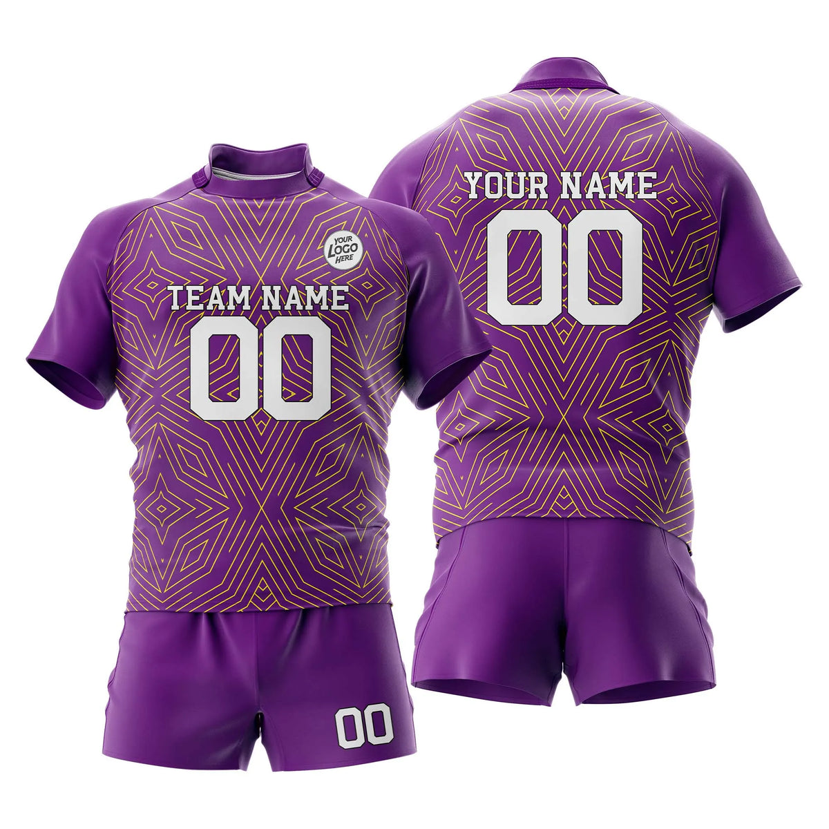 Custom Personalized D1 Abstract Pattern Rugby Jersey with Name, Number & Team Logo