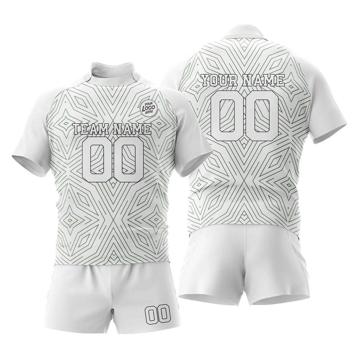 Custom Personalized D1 Abstract Pattern Rugby Jersey with Name, Number & Team Logo