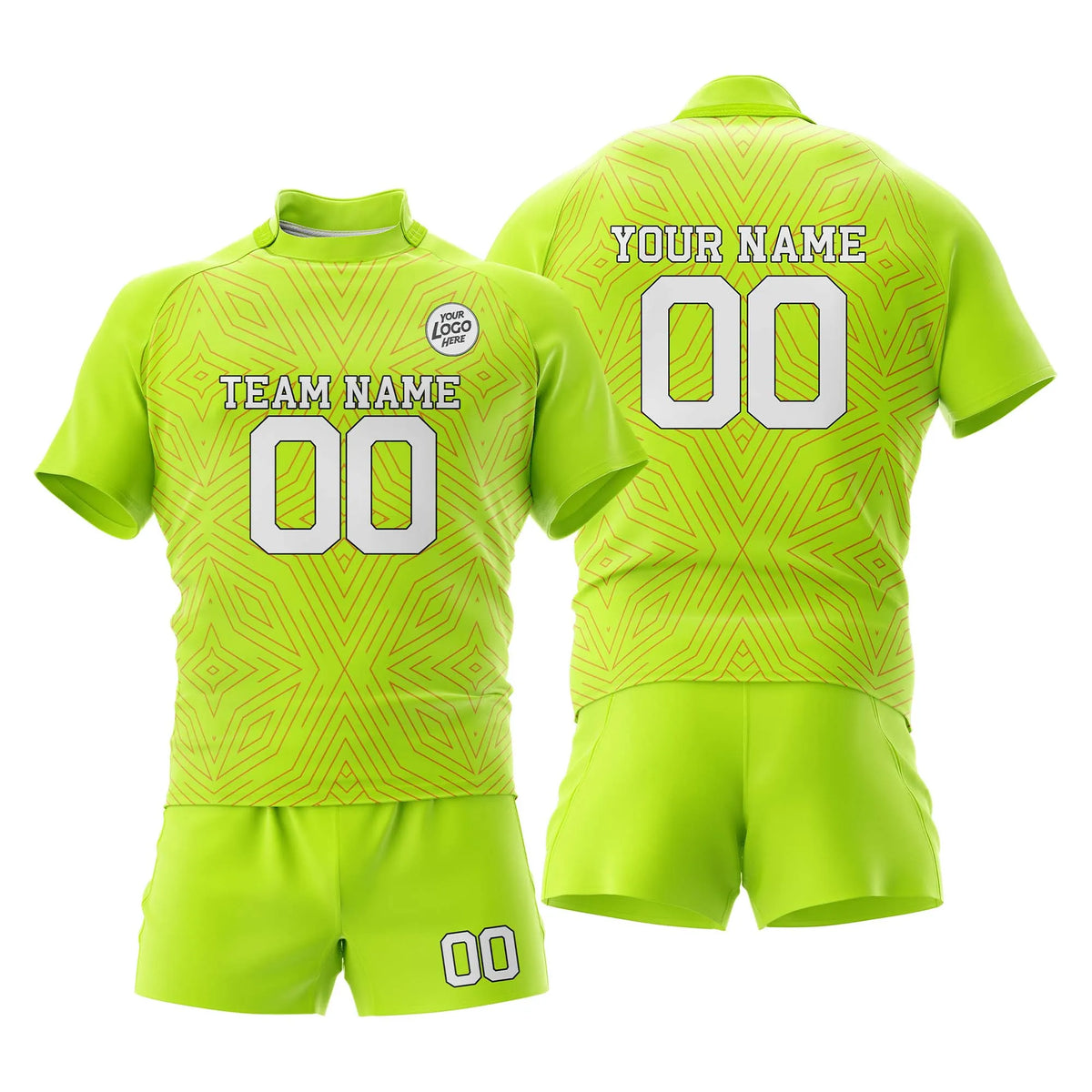 Custom Personalized D1 Abstract Pattern Rugby Jersey with Name, Number & Team Logo