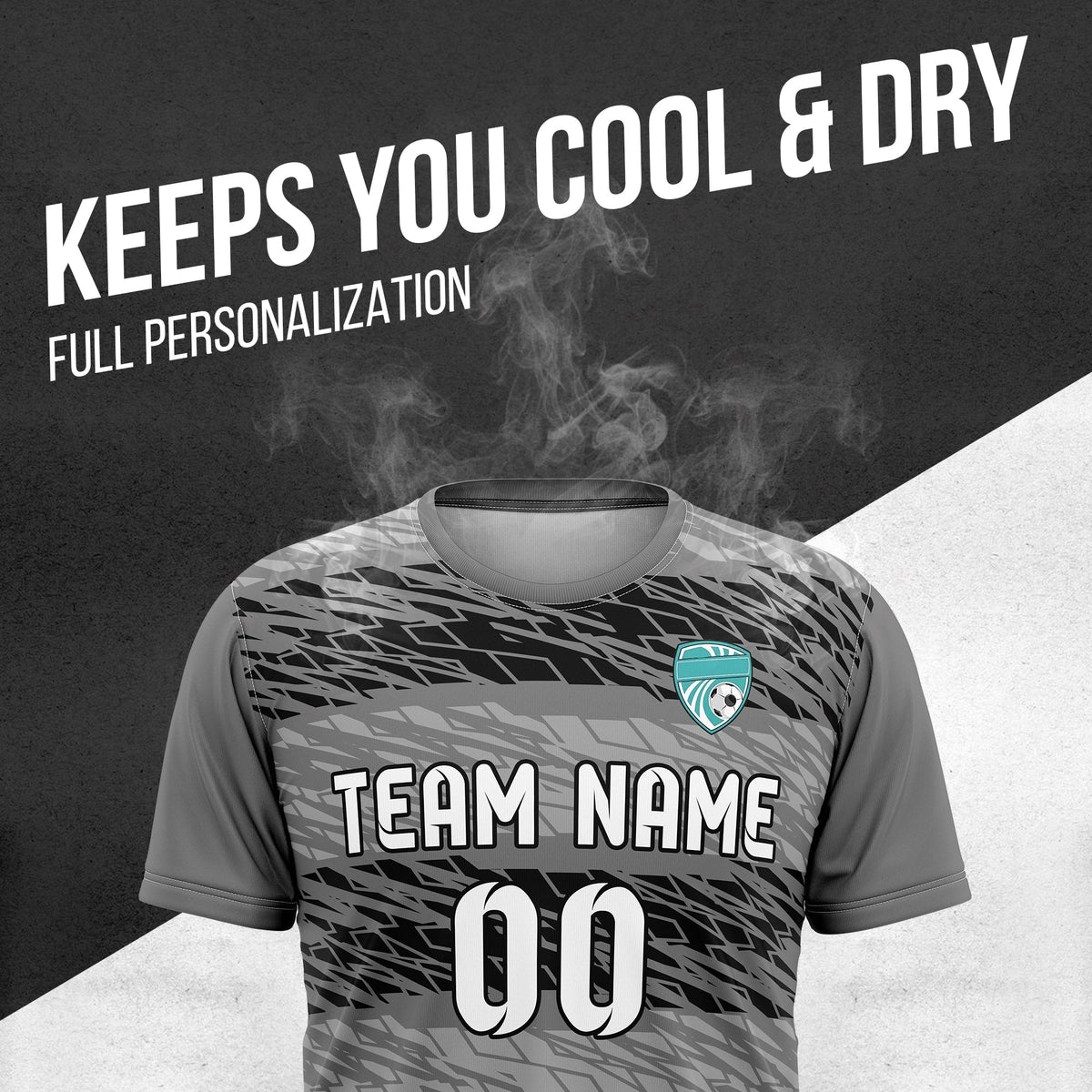 Soccer Jersey - Round Neck - Full Pattern - Design 2 - Dark Grey