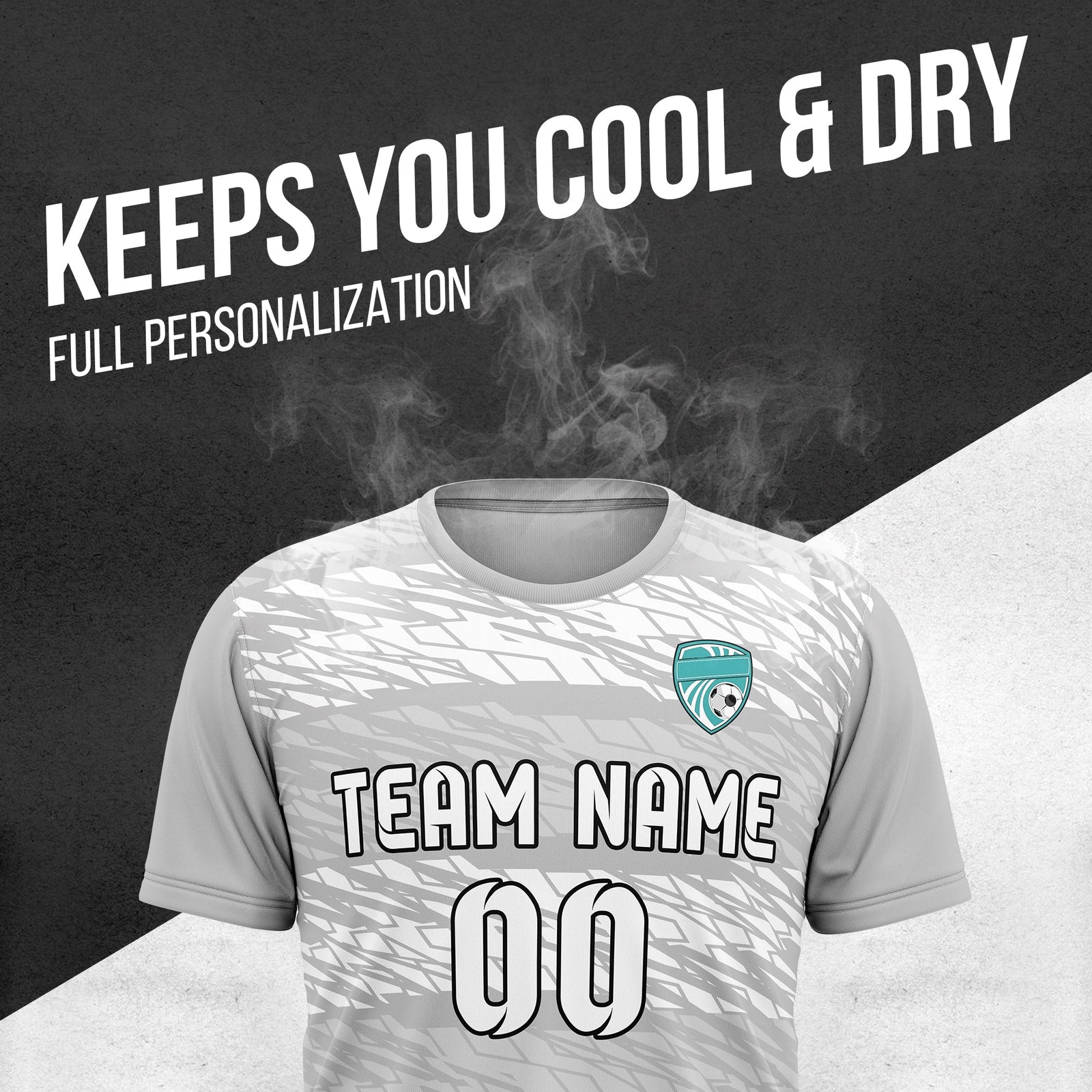 Soccer Jersey - Round Neck - Full Pattern - Design 2 - Grey