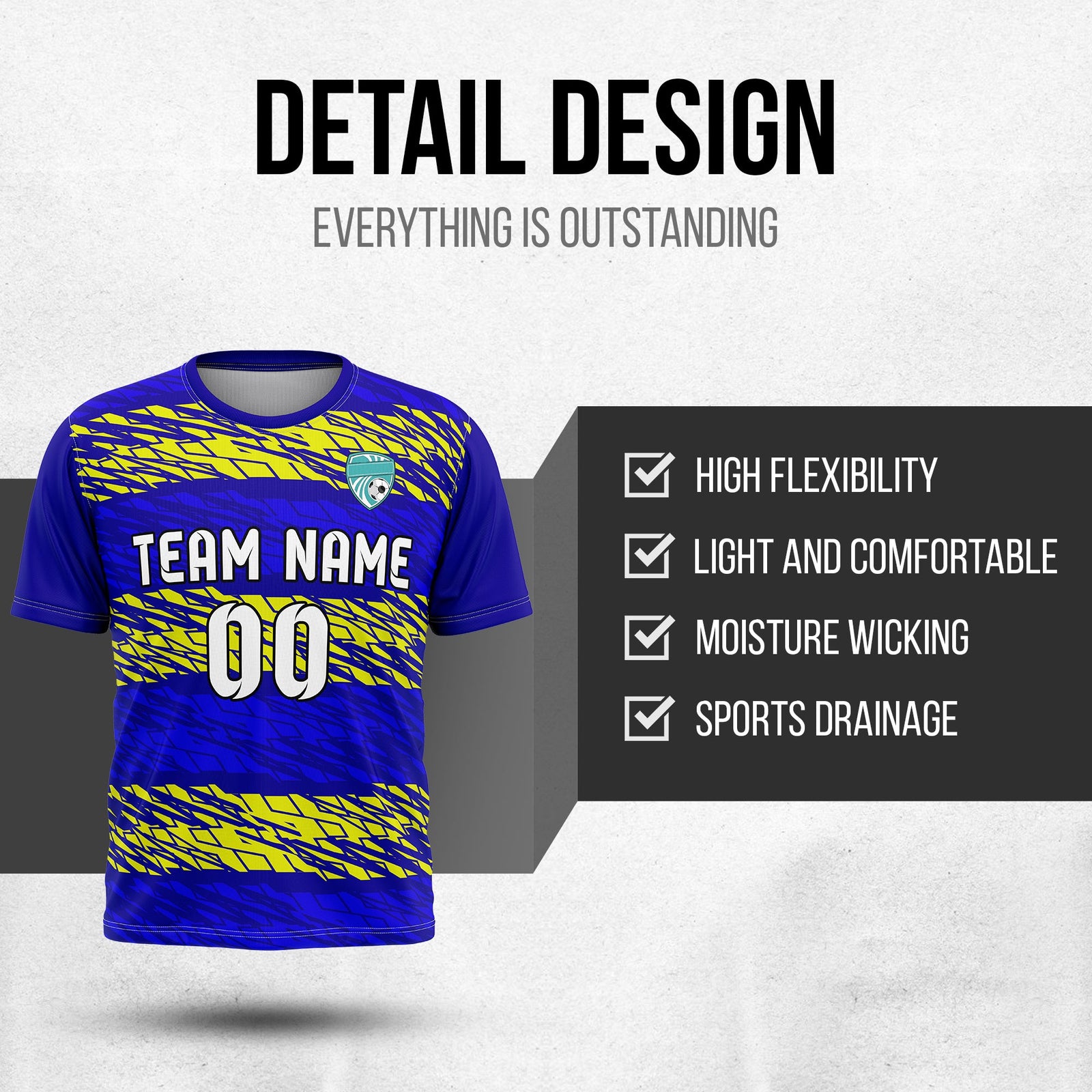 Soccer Jersey - Round Neck - Full Pattern - Design 2 - Navy