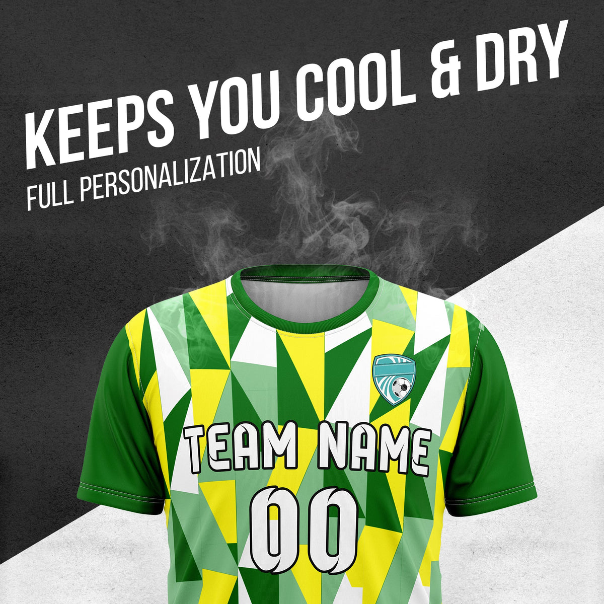 Soccer Jersey - Round Neck - Full Pattern - Design 3 - Green