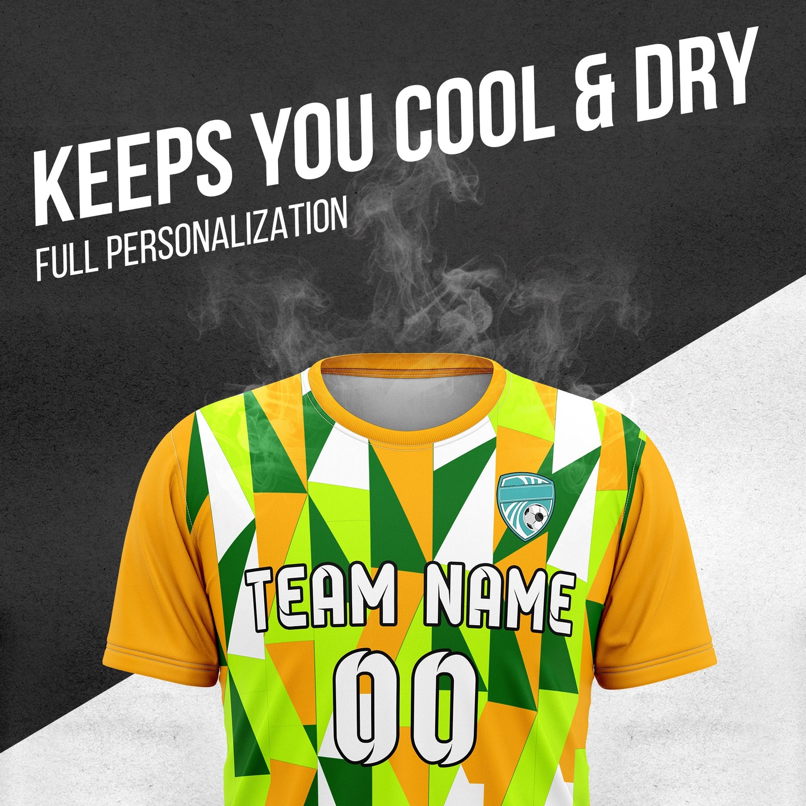 Soccer Jersey - Round Neck - Full Pattern - Design 3 - Orange