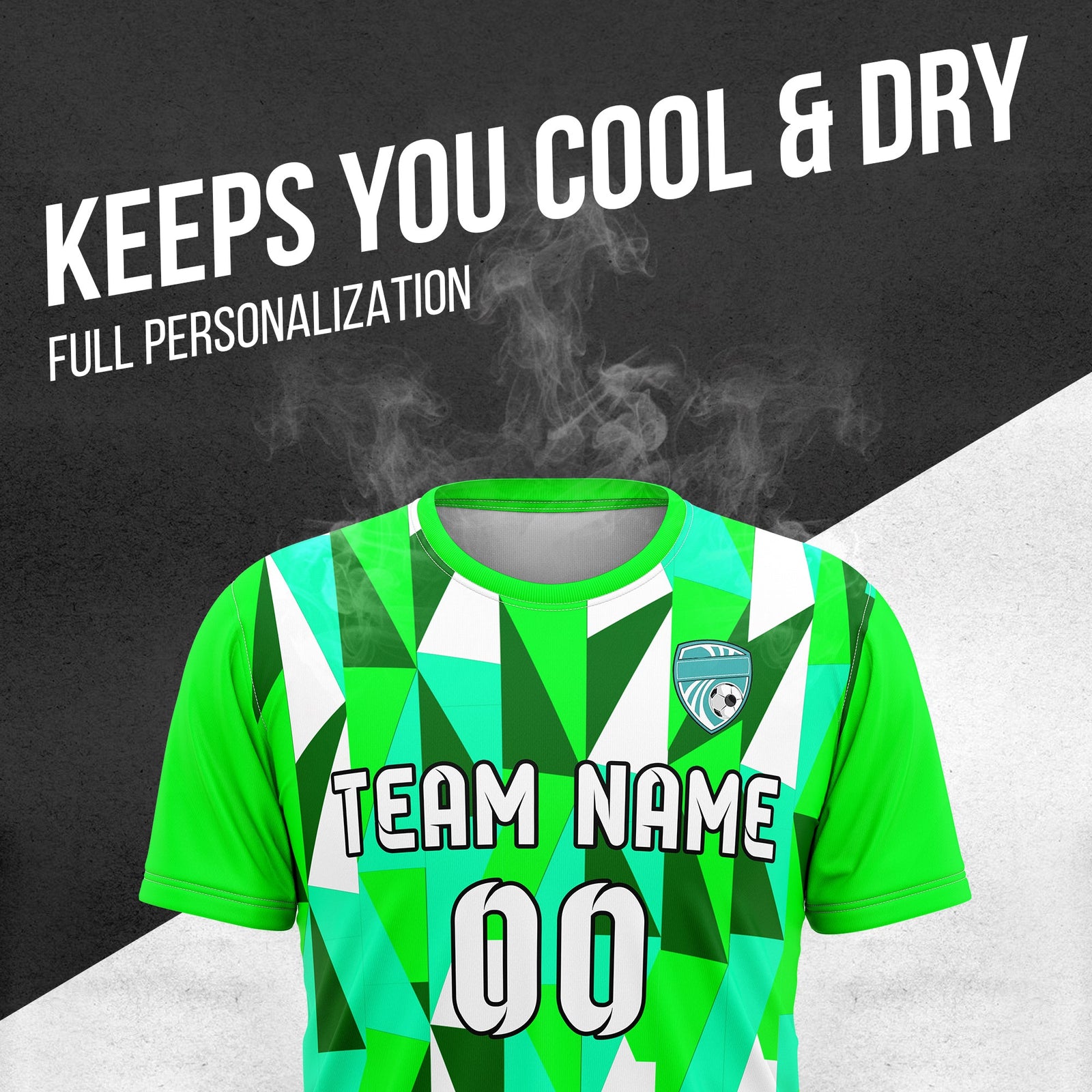Soccer Jersey - Round Neck - Full Pattern - Design 3 - neon Green