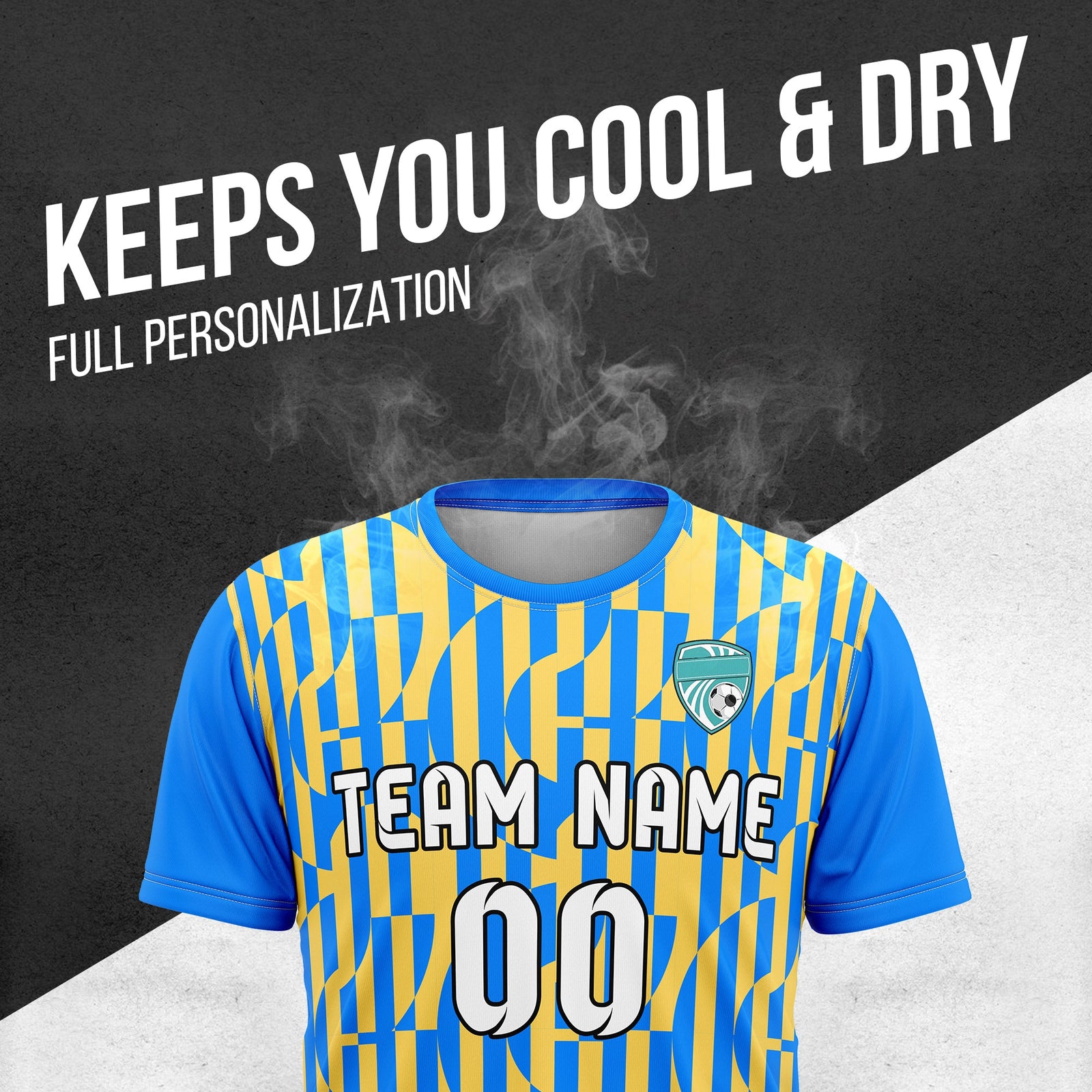 Soccer Jersey - Round Neck - Full Pattern - Design 4 - Blue