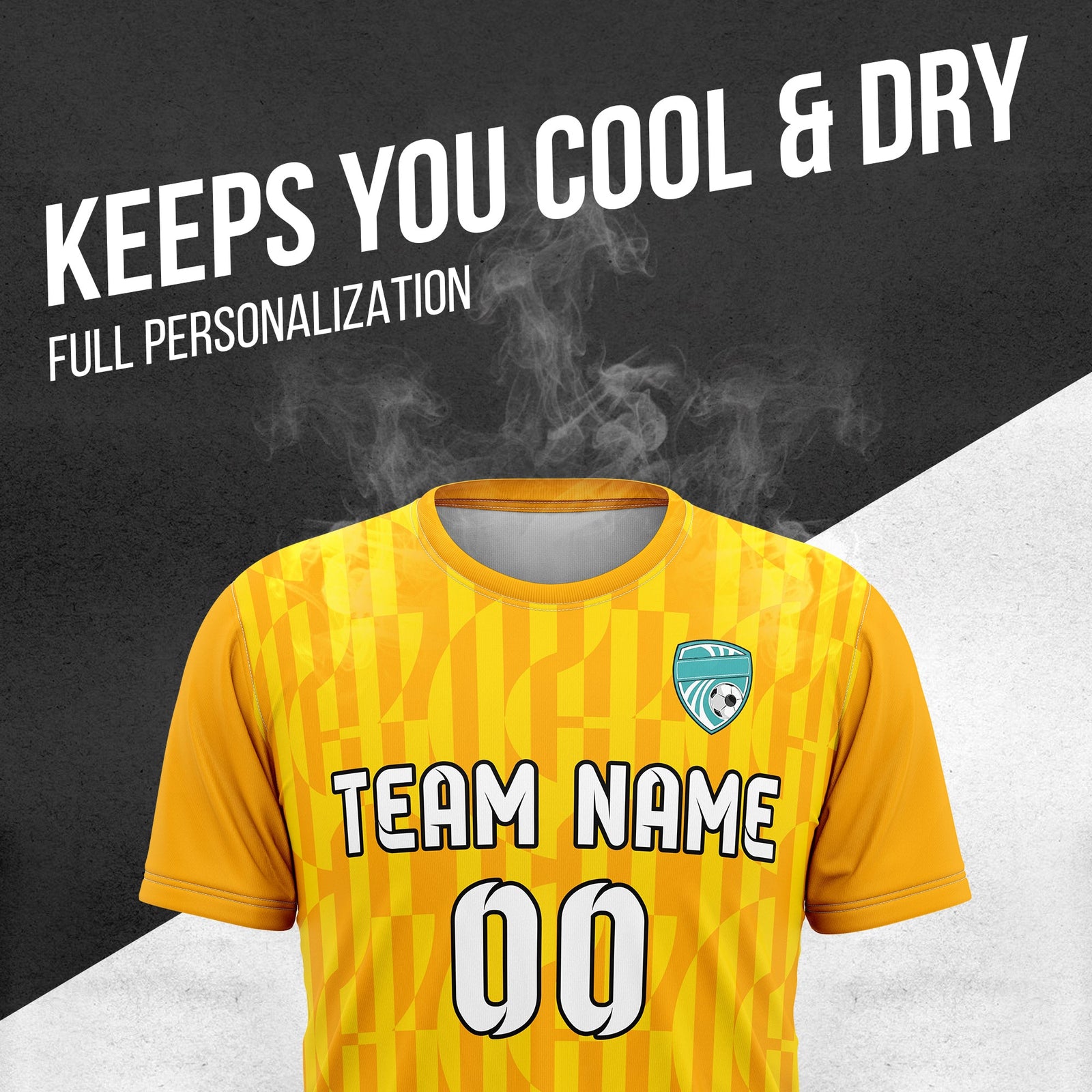 Soccer Jersey - Round Neck - Full Pattern - Design 4 - Orange