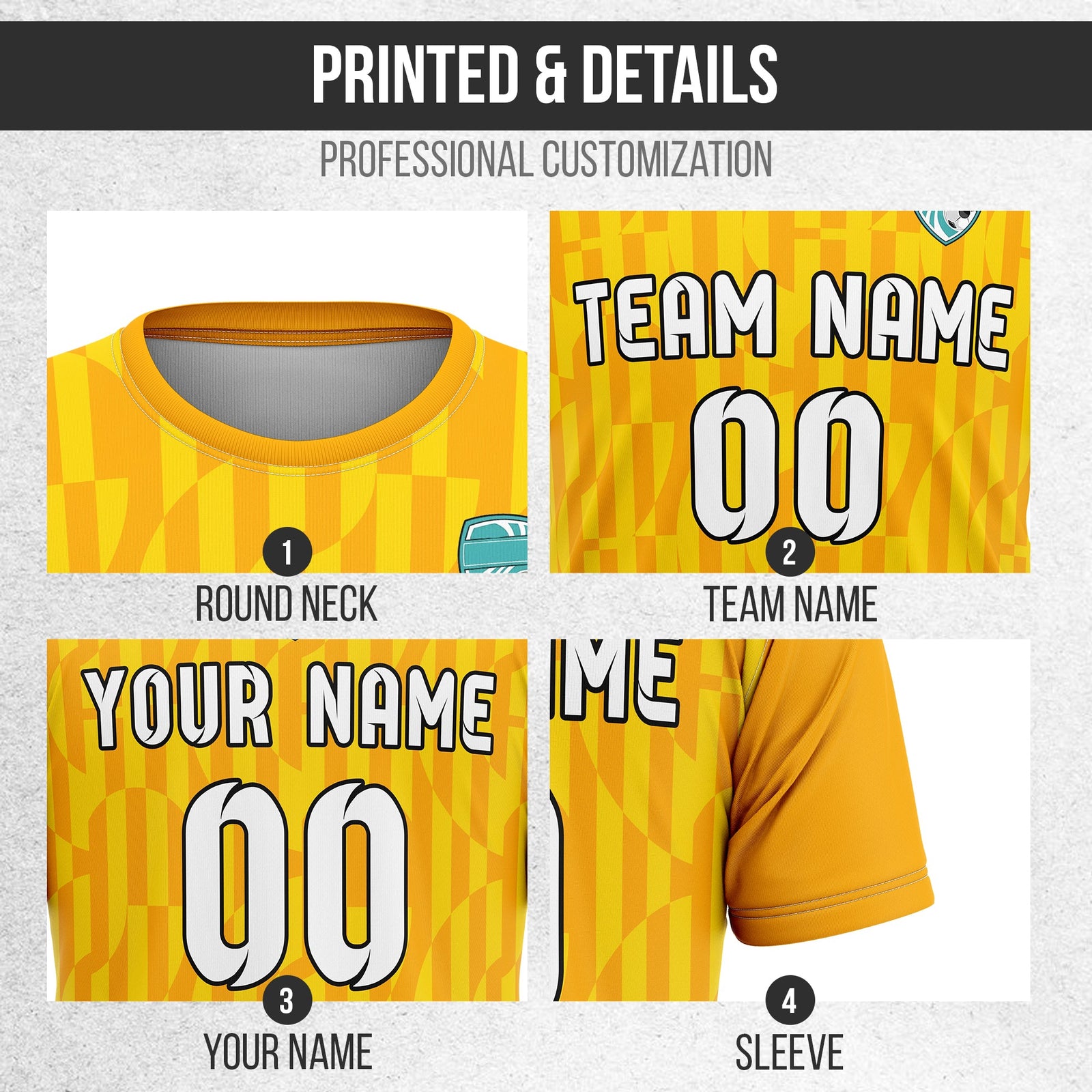 Soccer Jersey - Round Neck - Full Pattern - Design 4 - Orange