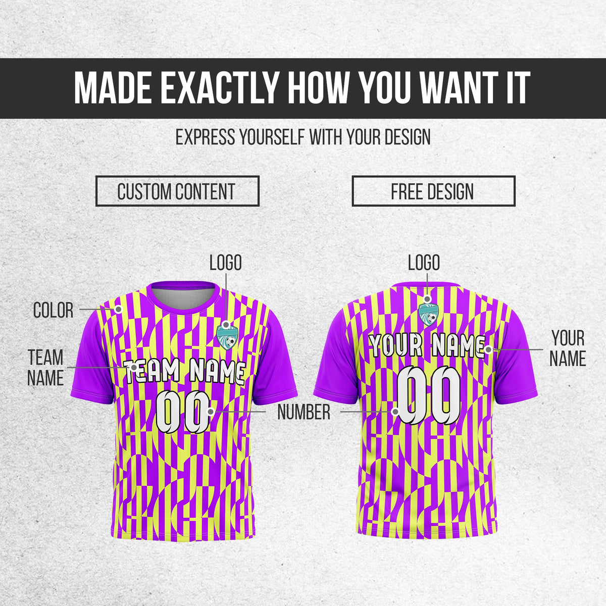 Soccer Jersey - Round Neck - Full Pattern - Design 4 - Purple