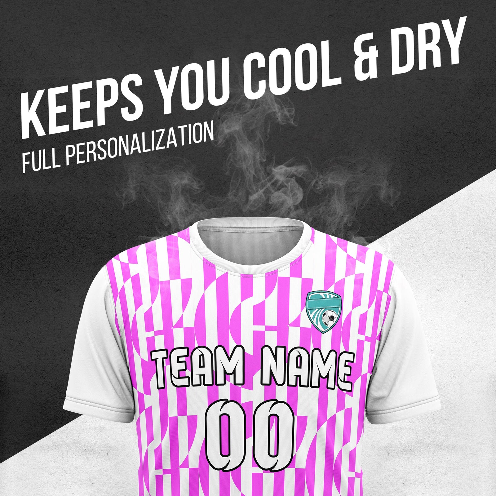 Soccer Jersey - Round Neck - Full Pattern - Design 4 - White