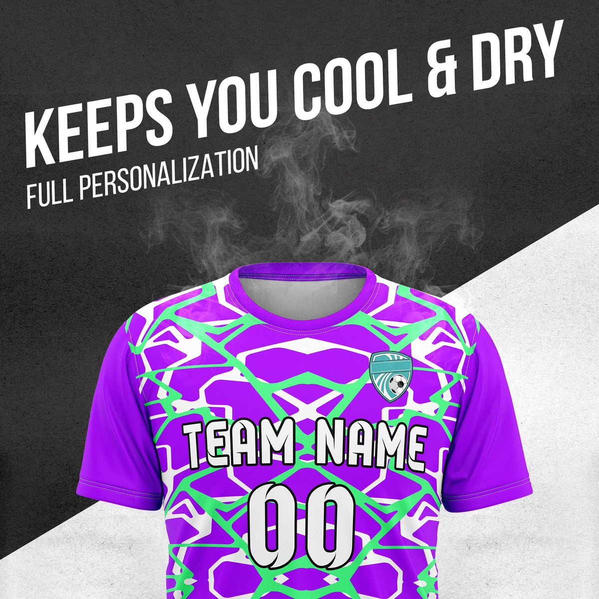 Soccer Jersey - Round Neck - Full Pattern - Design 5 - Purple