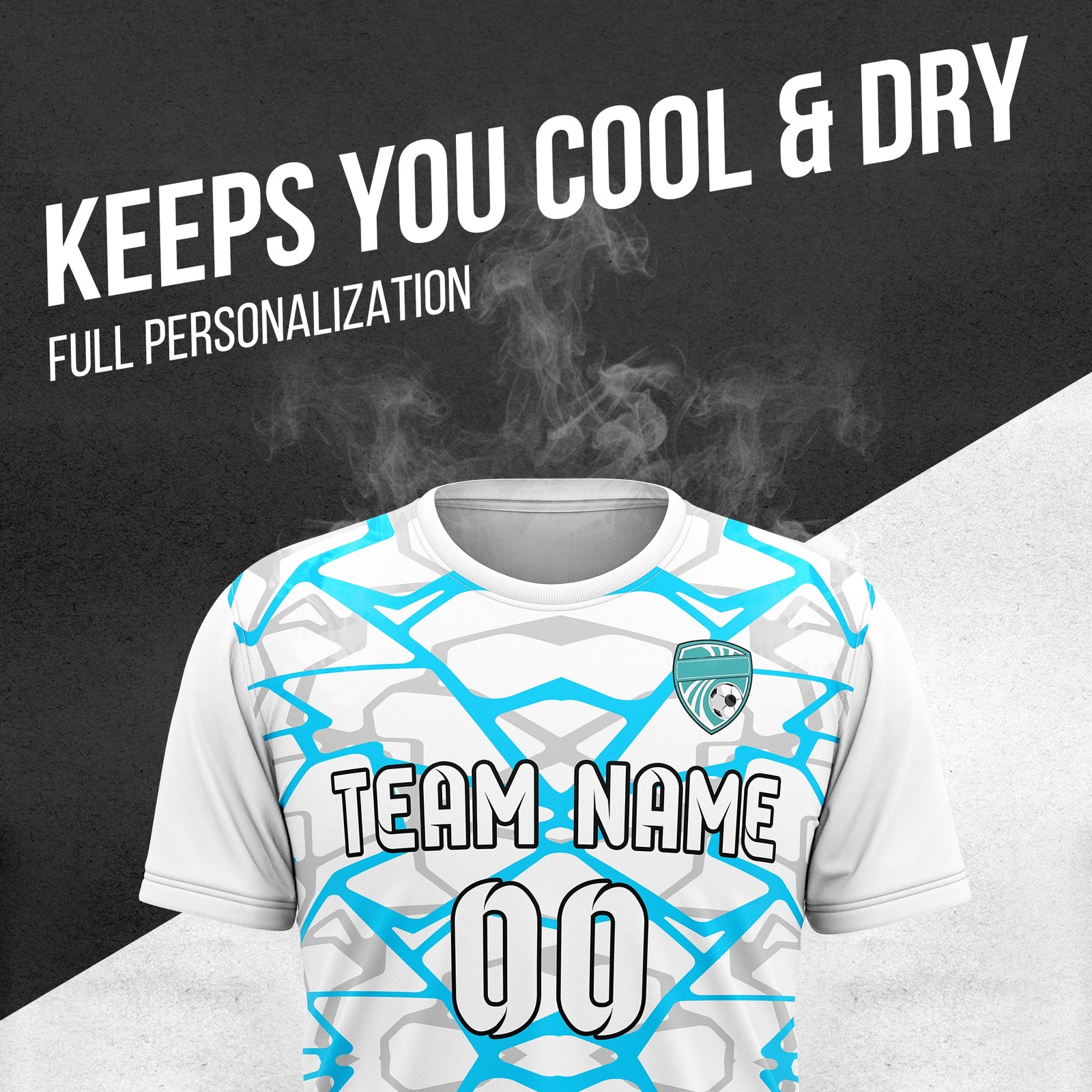 Soccer Jersey - Round Neck - Full Pattern - Design 5 - White