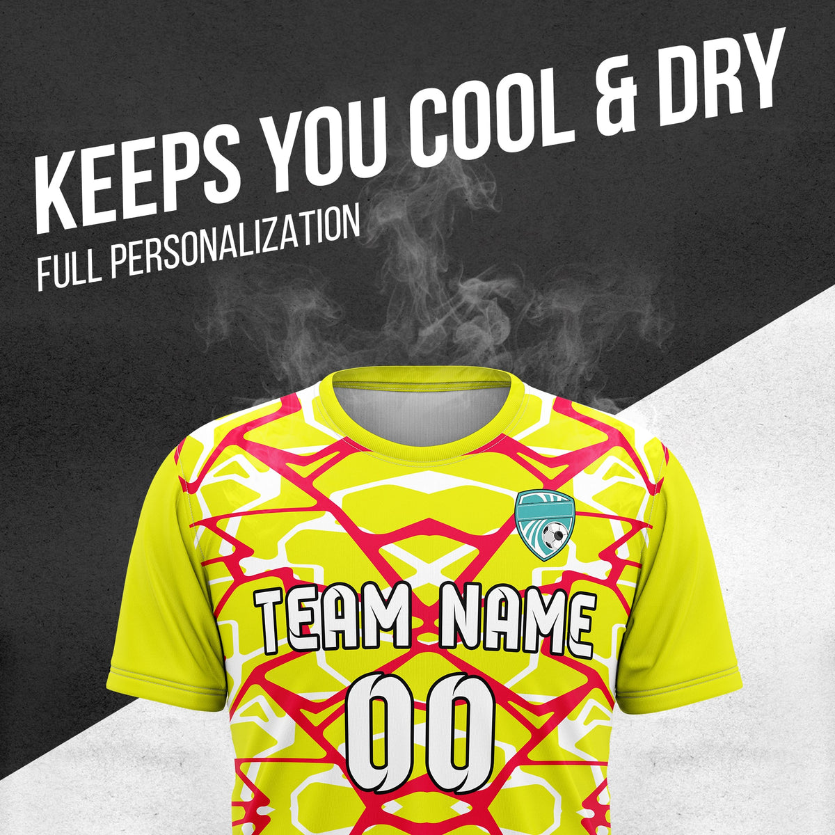 Soccer Jersey - Round Neck - Full Pattern - Design 5 - Yellow