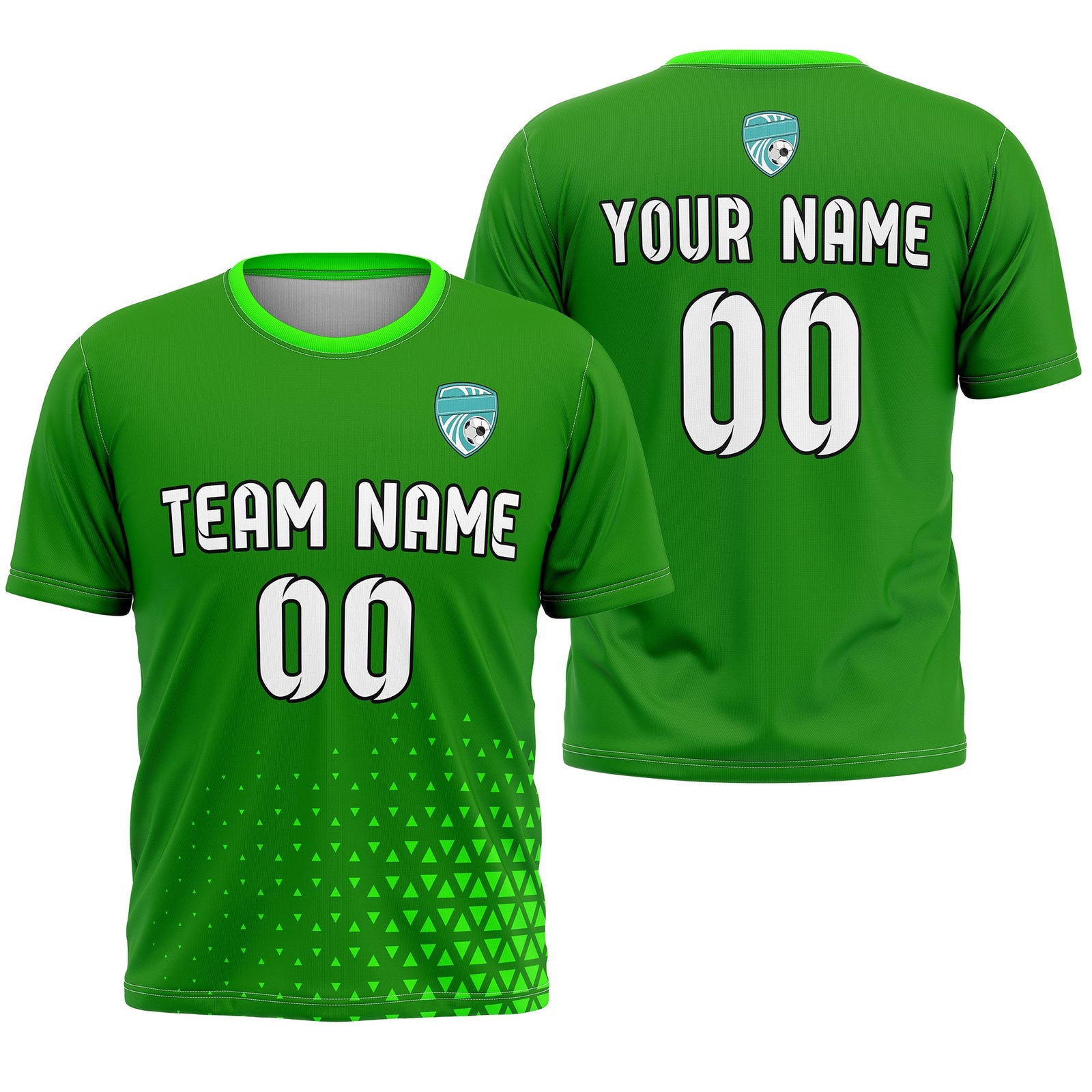 Soccer Jersey - Round Neck - Side Pattern - Design 3 - Green
