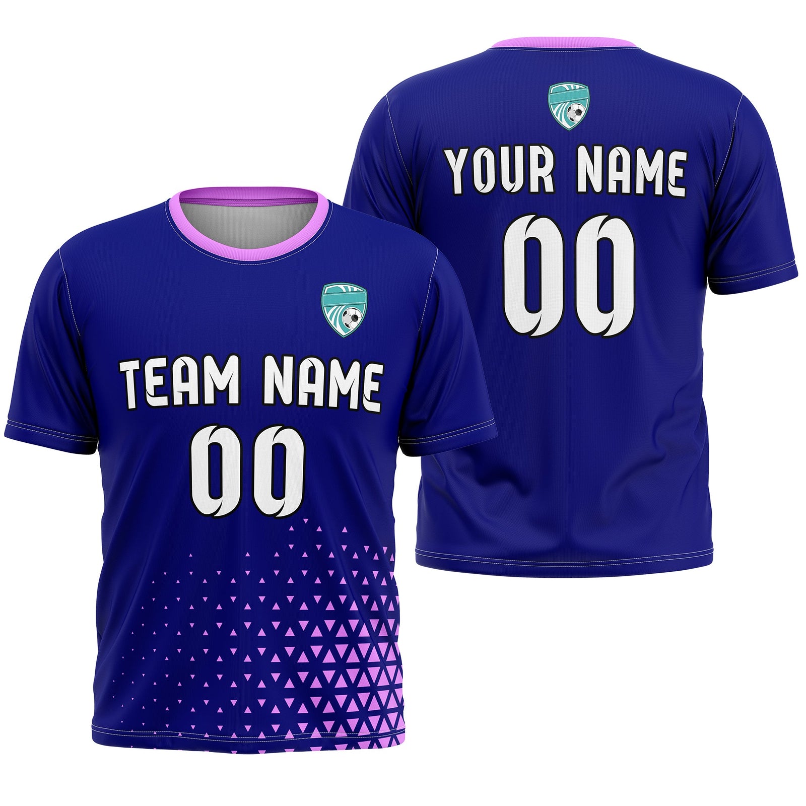 Soccer Jersey - Round Neck - Side Pattern - Design 3 - Navy