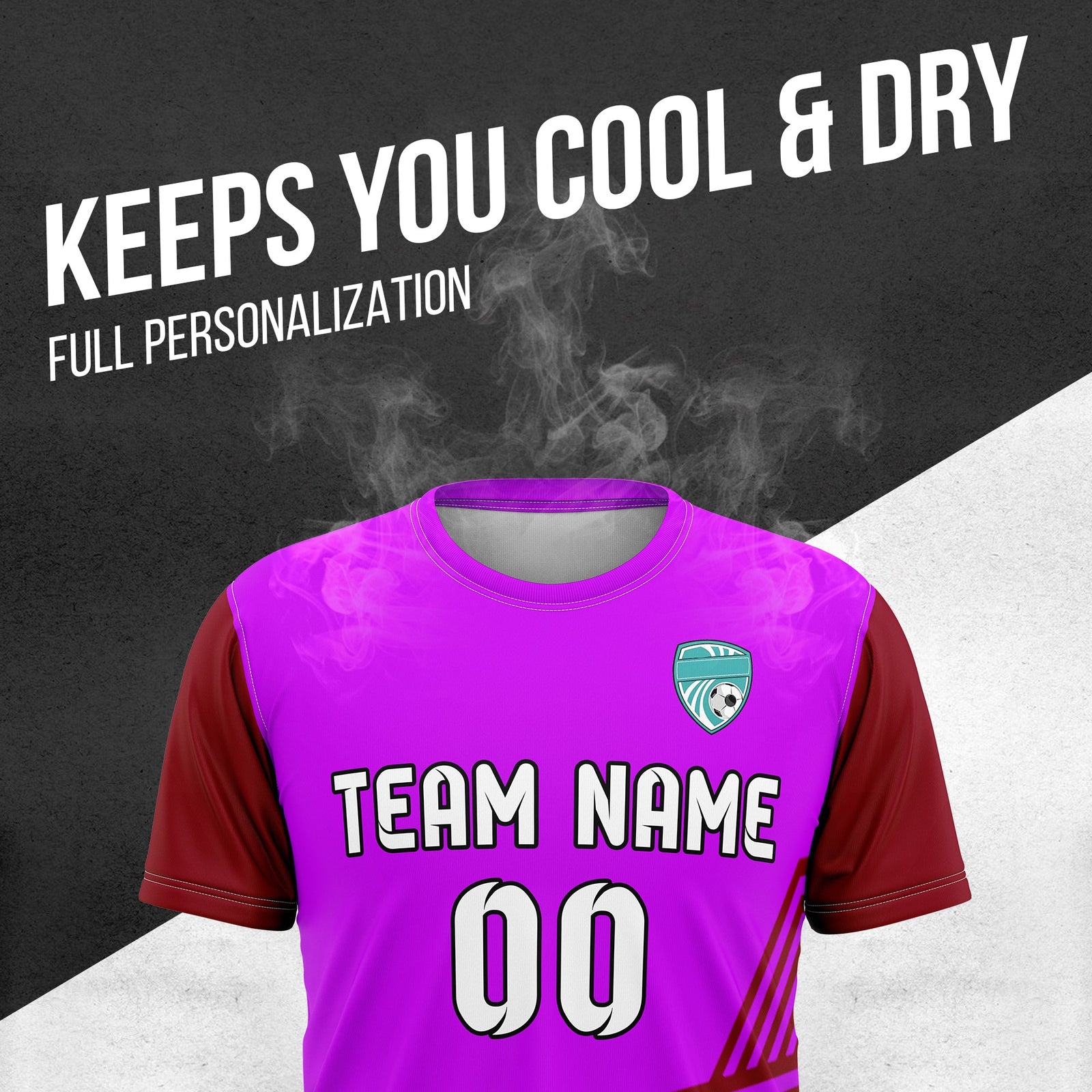 Soccer Jersey - Round Neck - Side Pattern - Design 4 - Purple