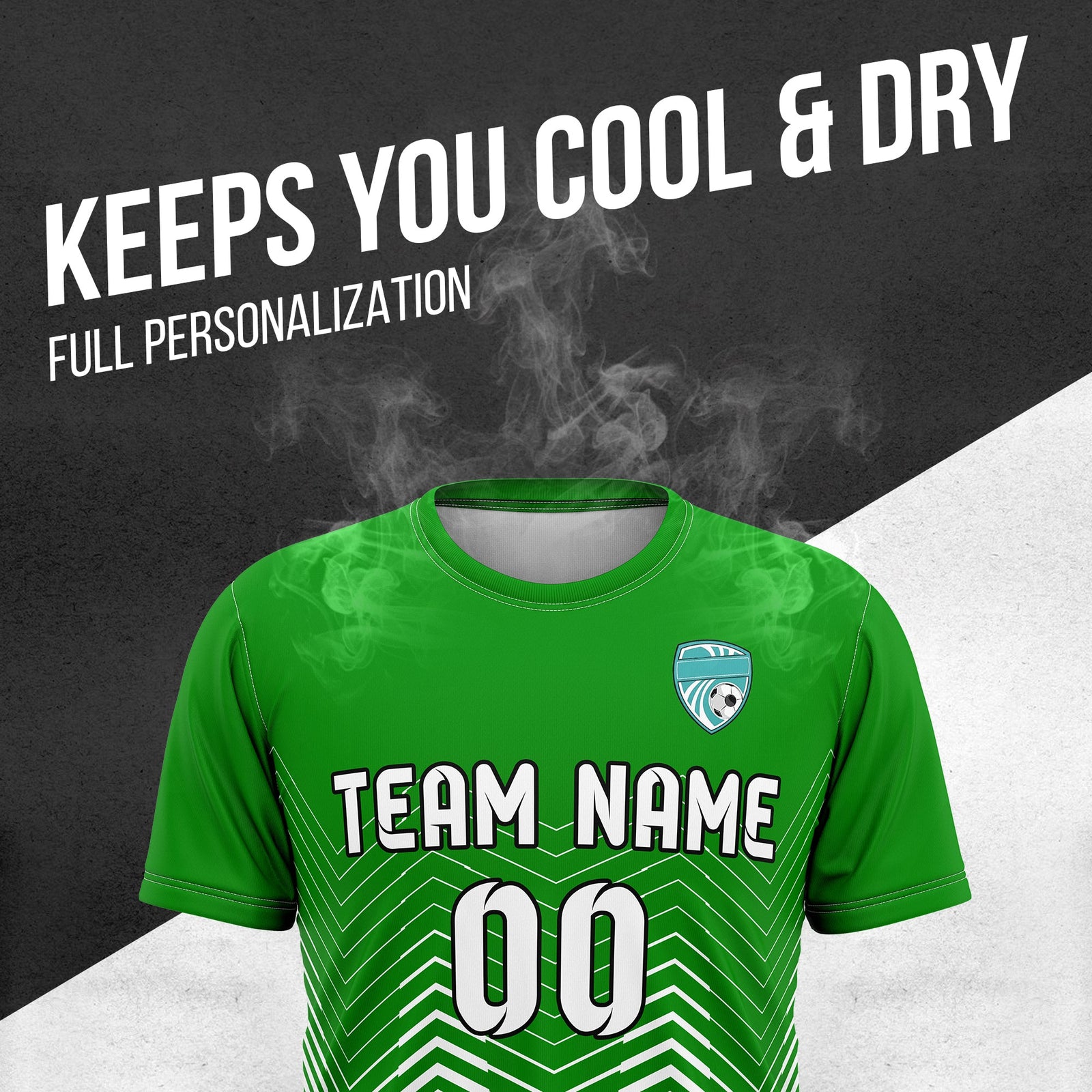 Soccer Jersey - Round Neck - Side Pattern - Design 5 - Green
