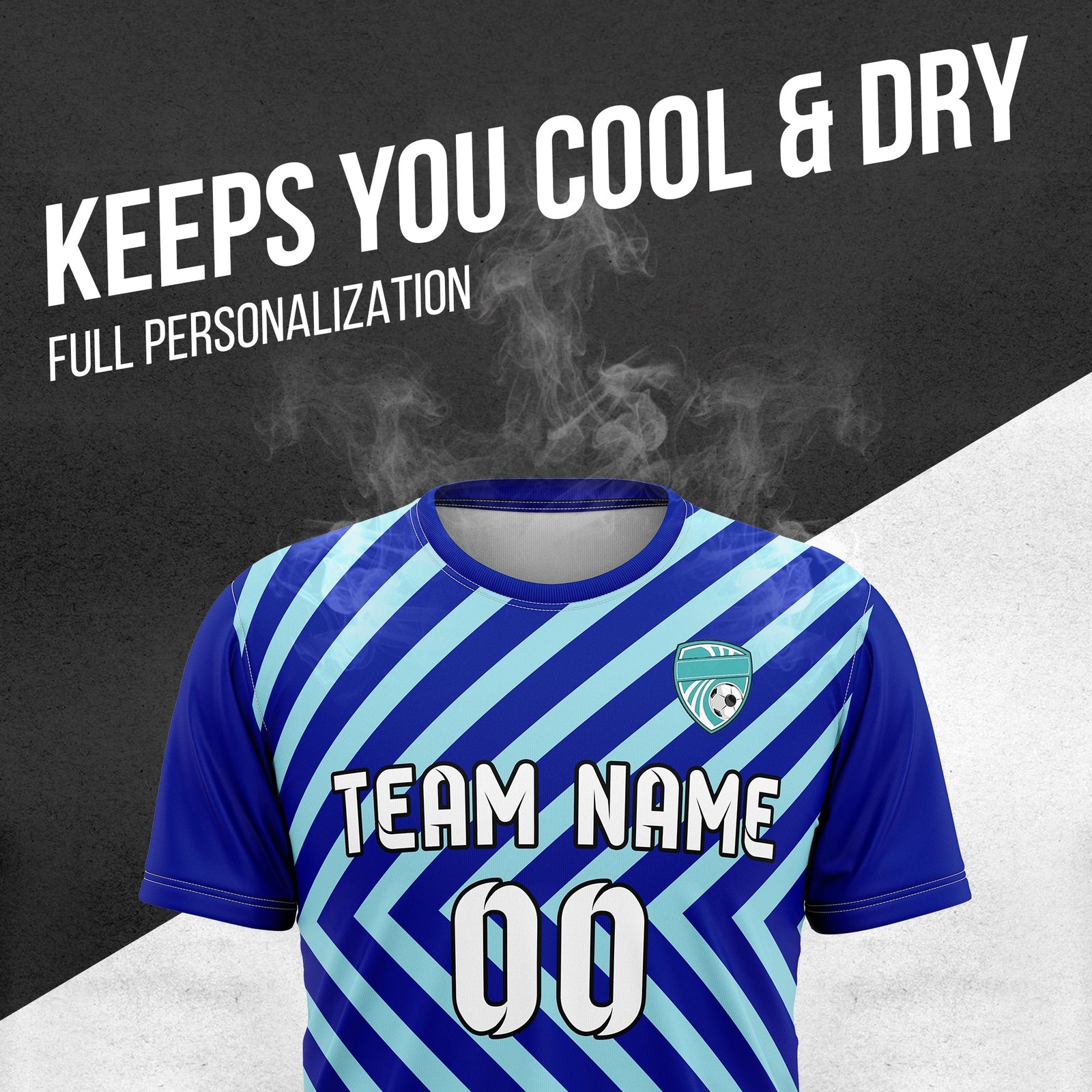 Soccer Jersey - Round Neck - Stripes - Design 3 - Navy