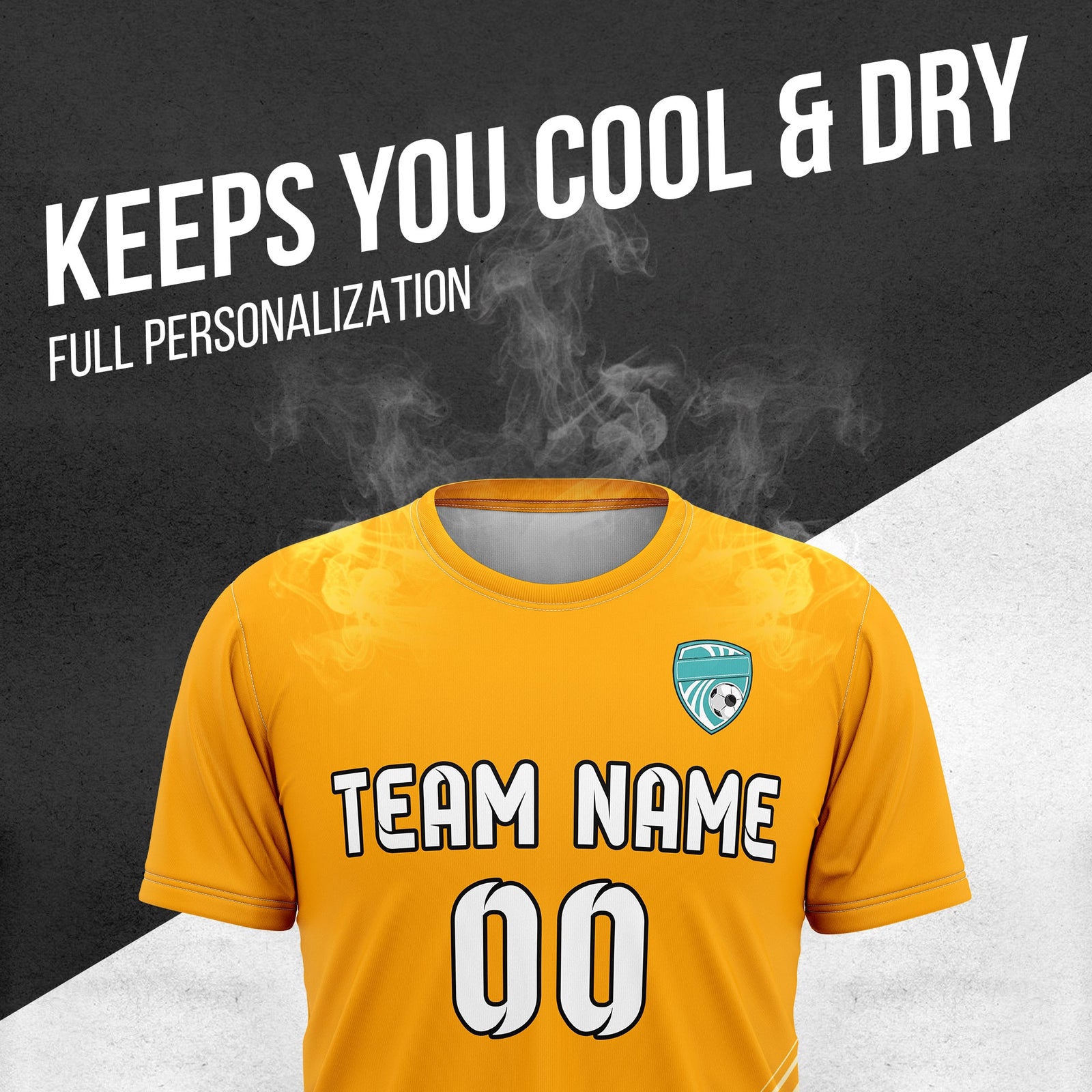 Soccer Jersey - Round Neck - Stripes - Design 4 - Orange