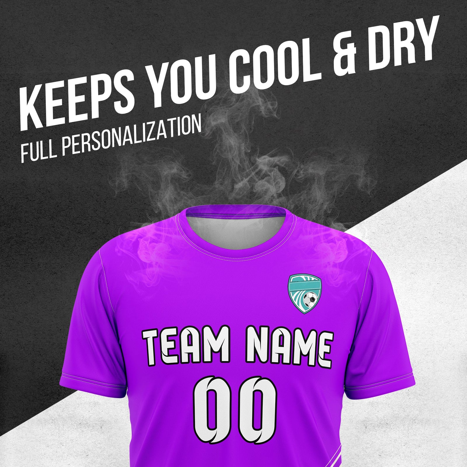 Soccer Jersey - Round Neck - Stripes - Design 4 - Purple