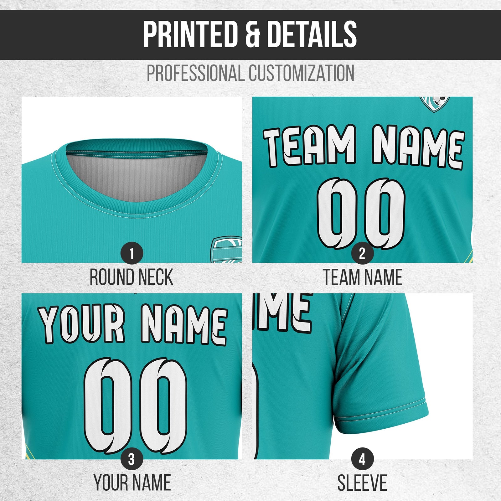 Soccer Jersey - Round Neck - Stripes - Design 4 - Teal