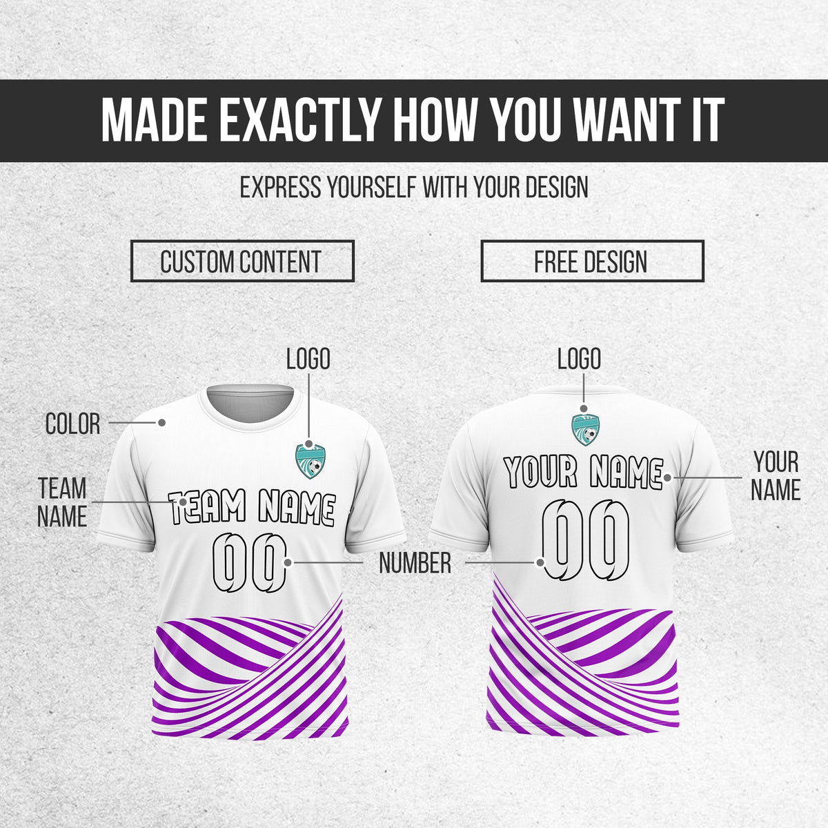 Soccer Jersey - Round Neck - Stripes - Design 4 - White