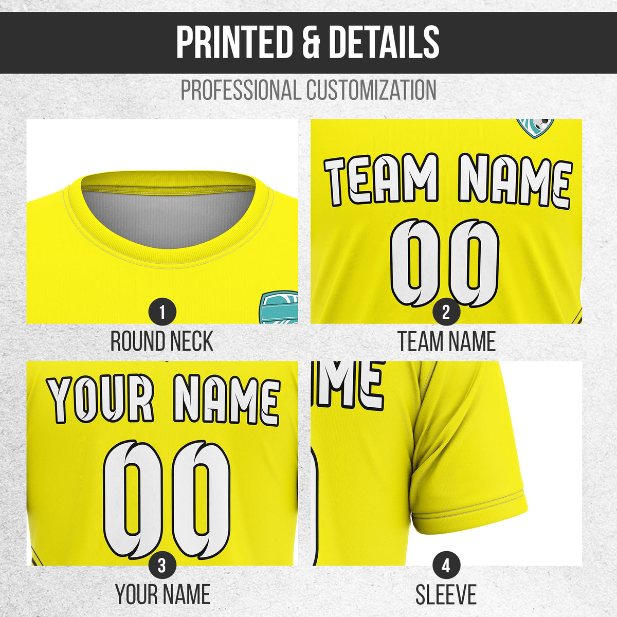 Soccer Jersey - Round Neck - Stripes - Design 4 - Yellow