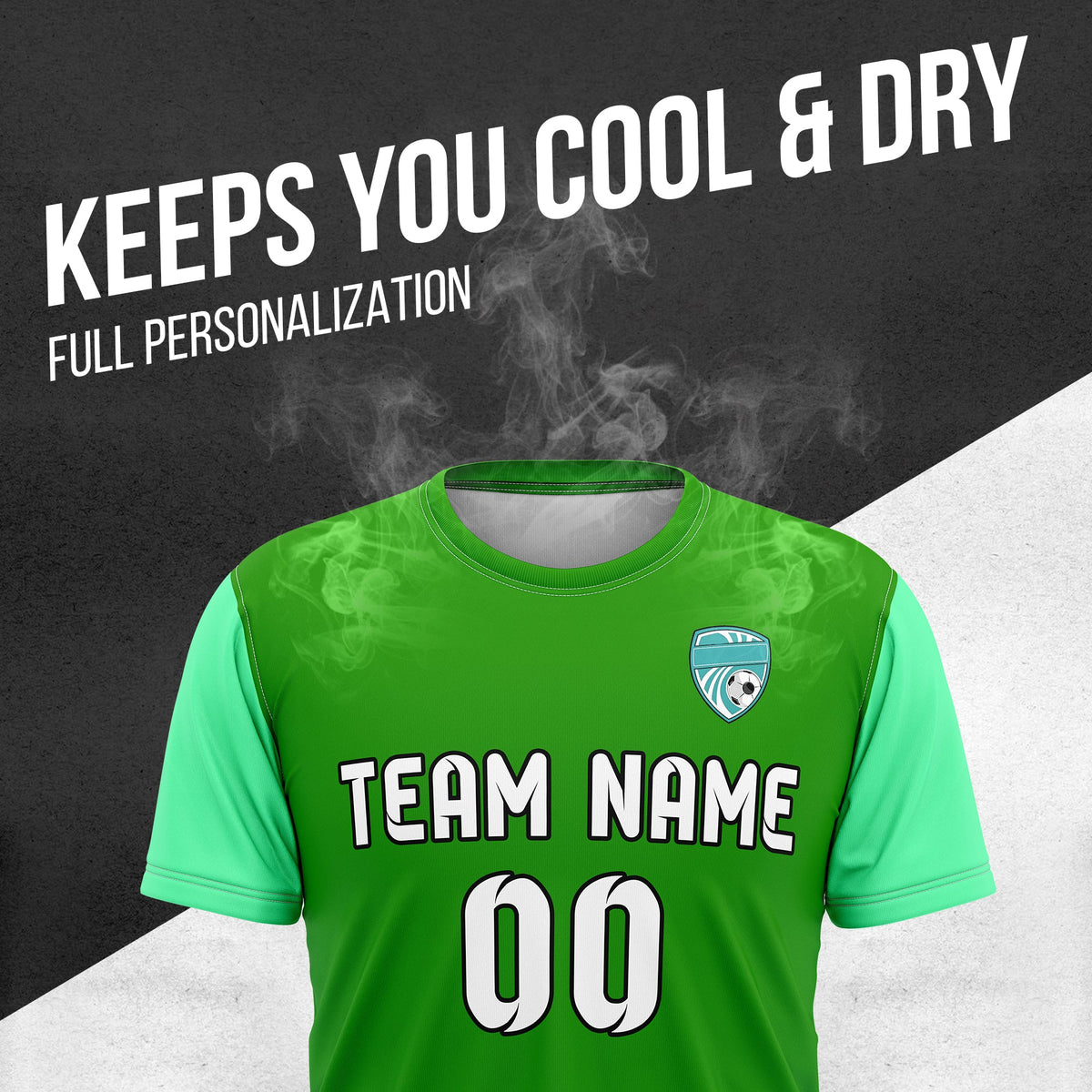 Soccer Jersey - Round Neck - Stripes - Design 5 - Green