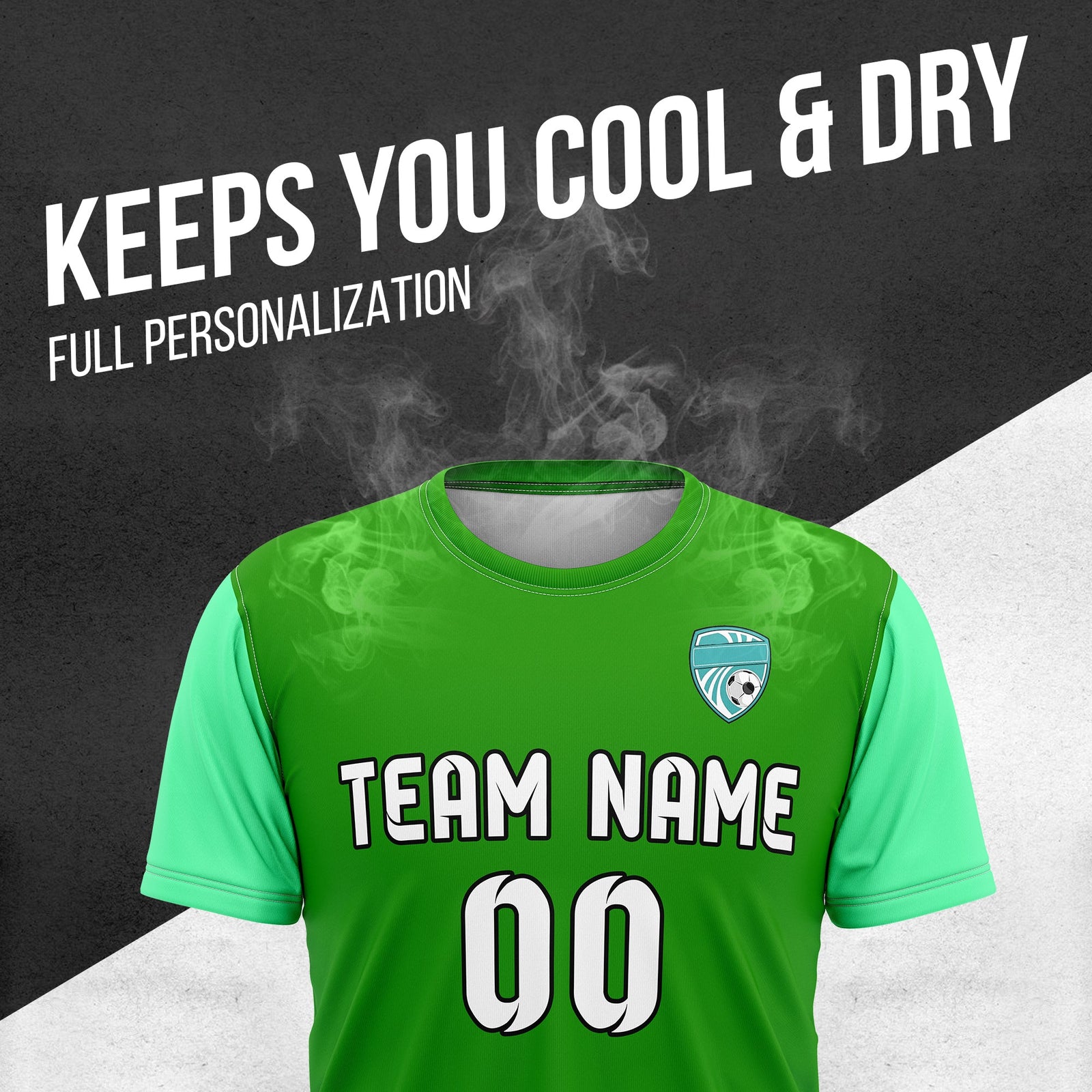 Soccer Jersey - Round Neck - Stripes - Design 5 - Green