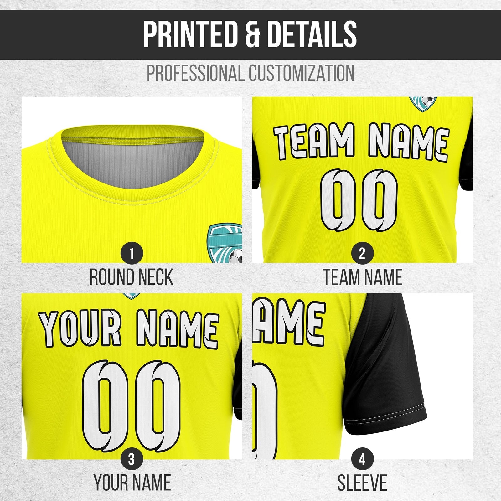 Soccer Jersey - Round Neck - Stripes - Design 5 - Yellow