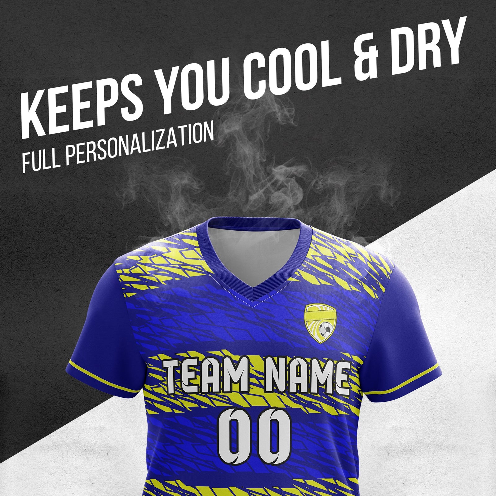 Soccer Jersey - V Neck - Full Pattern- Design 2 - Navy