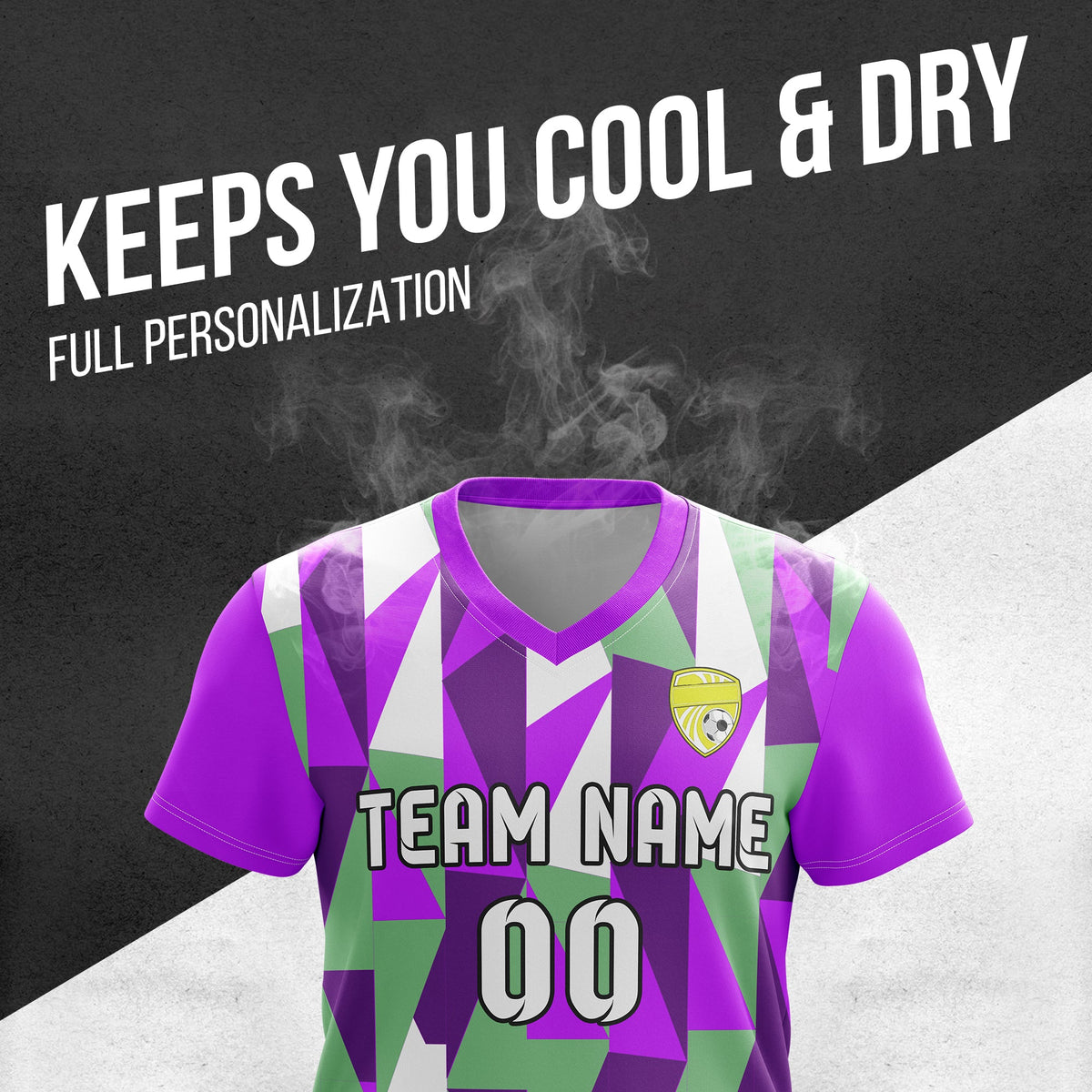 Soccer Jersey - V Neck - Full Pattern- Design 3 - Purple