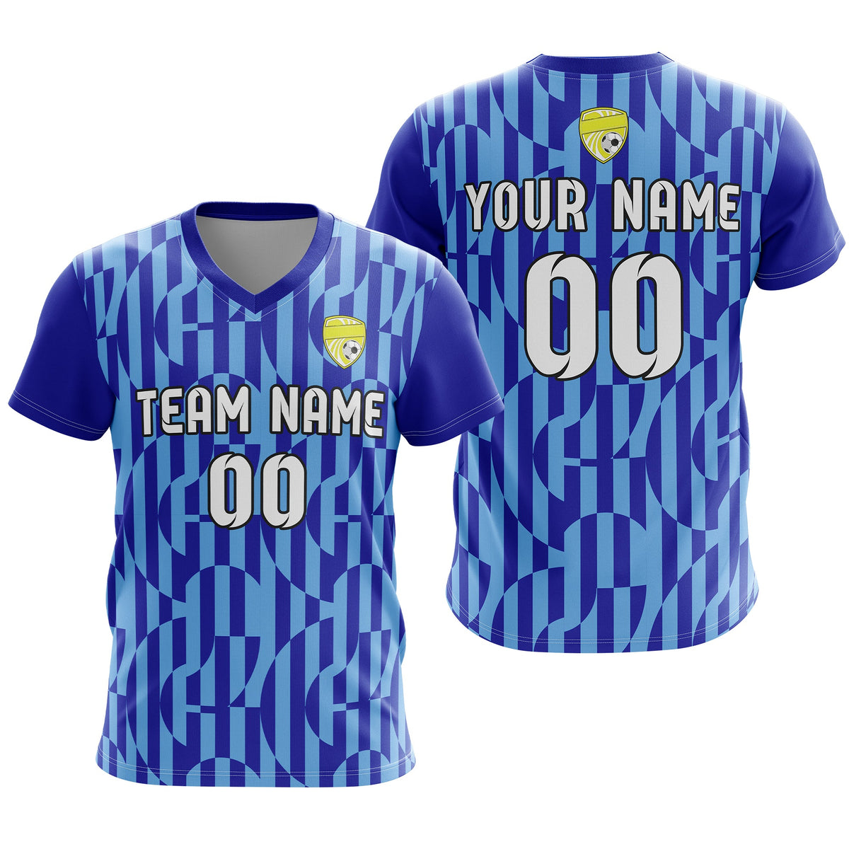 Soccer Jersey - V Neck - Full Pattern- Design 4 - Navy