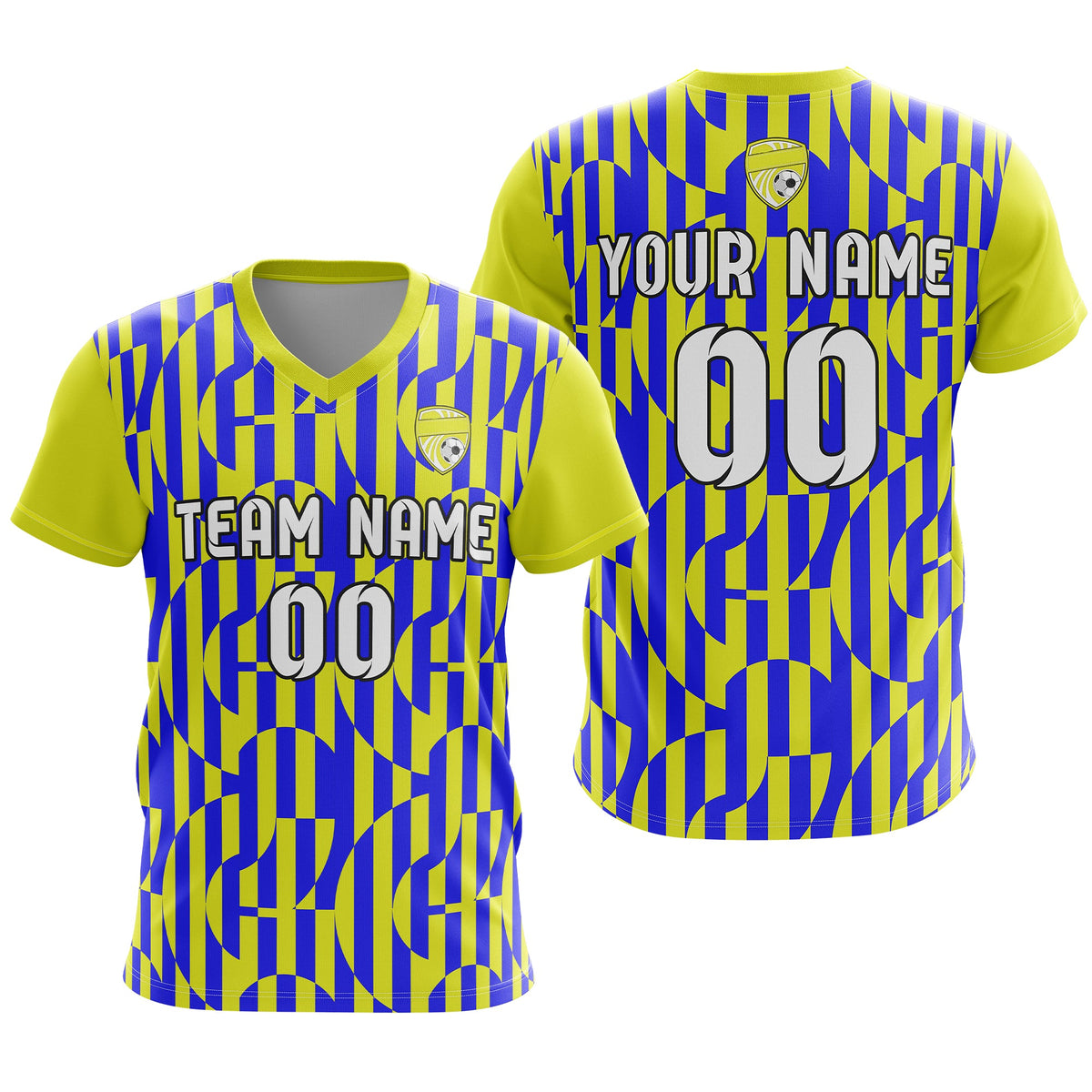 Soccer Jersey - V Neck - Full Pattern- Design 4 - Yellow
