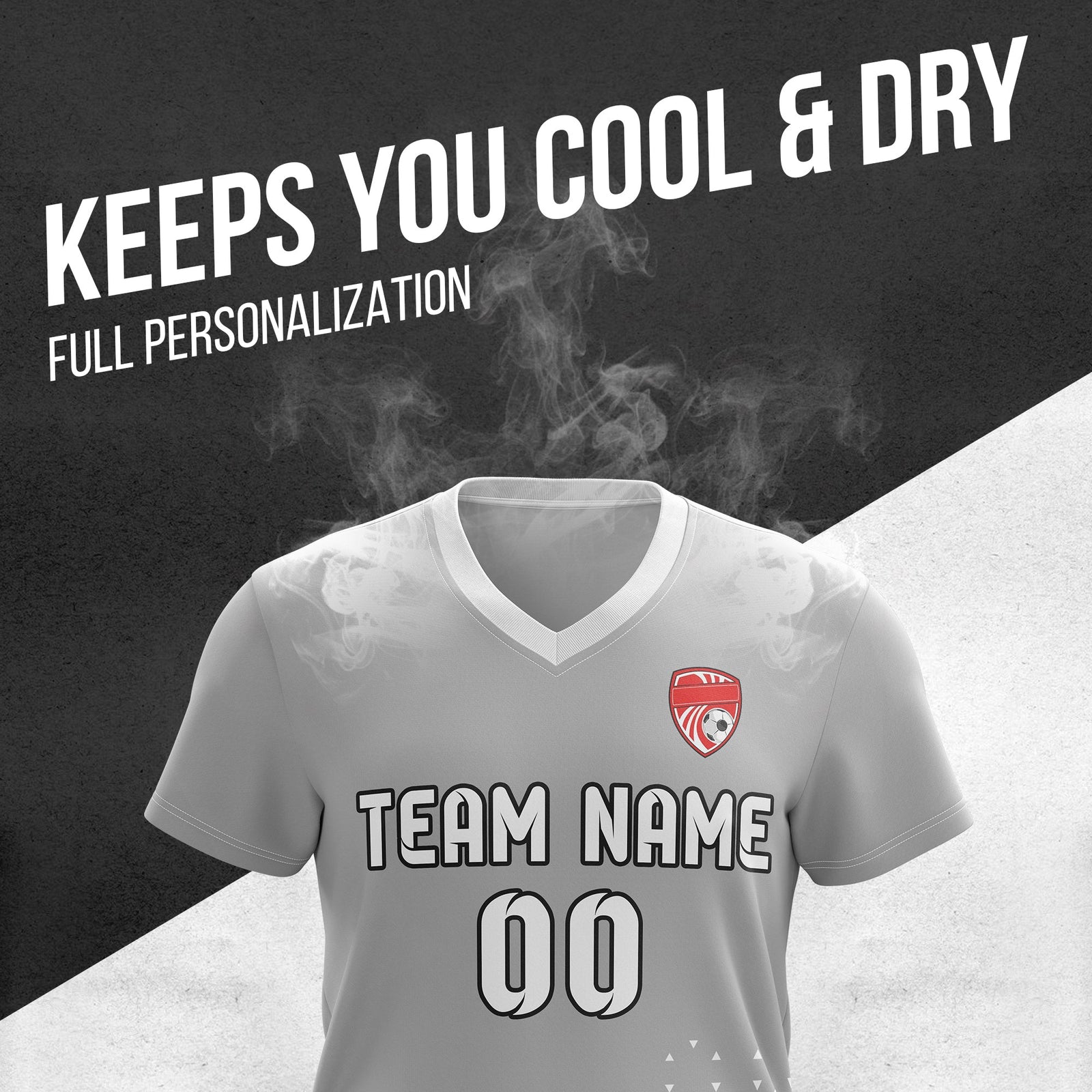 Soccer Jersey - V Neck - Side Pattern- Design 3 - Grey