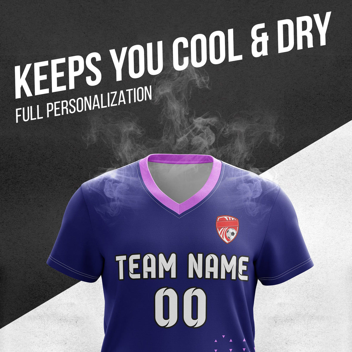 Soccer Jersey - V Neck - Side Pattern- Design 3 - Navy
