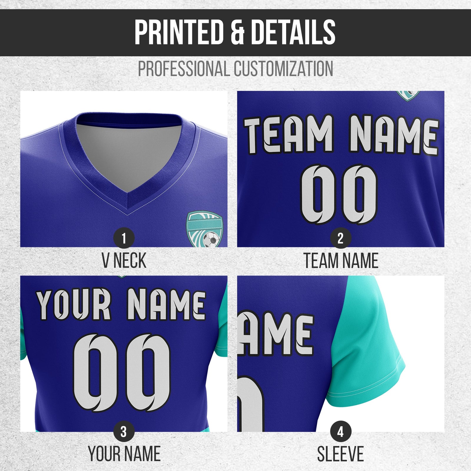 Soccer Jersey - V Neck - Stripe - Design 5 - Navy
