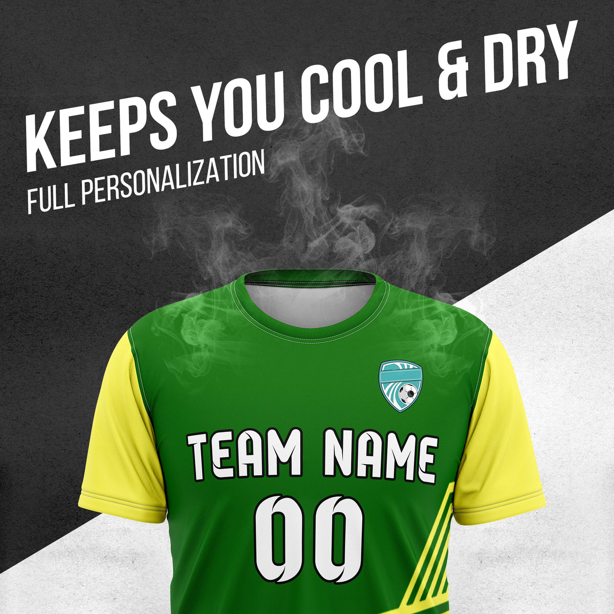Soccer Jersey - Round Neck - Side Pattern - Design 4 - Green